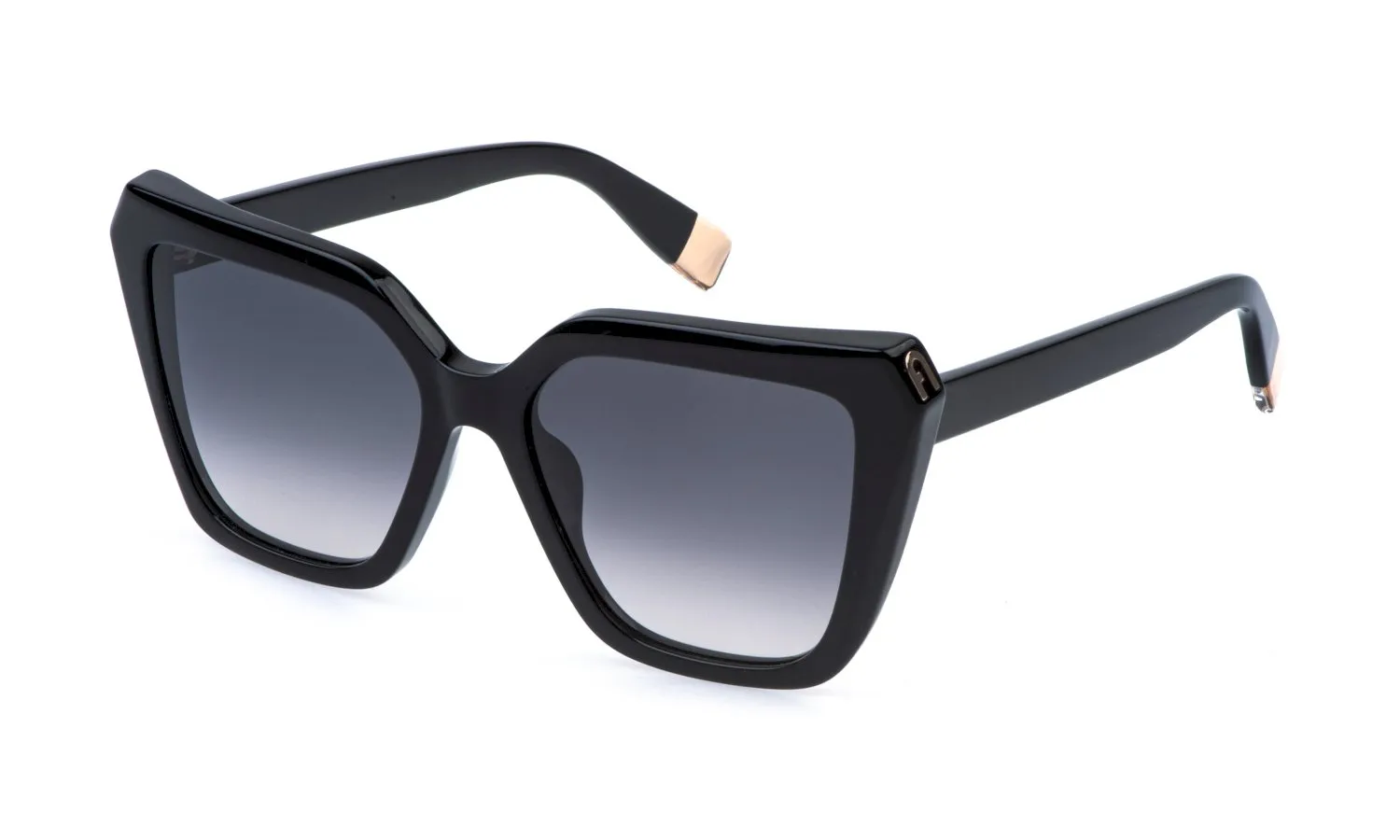 Furla SFU978 700 Occhiali da sole Acetato Nero Fumo Squadrata Normale Sfumato