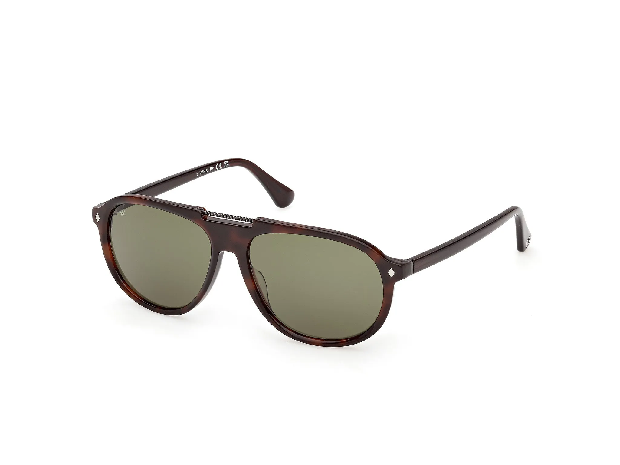 Web WE0394 56N Occhiali da sole Acetato Havana Verde Pilot Normale