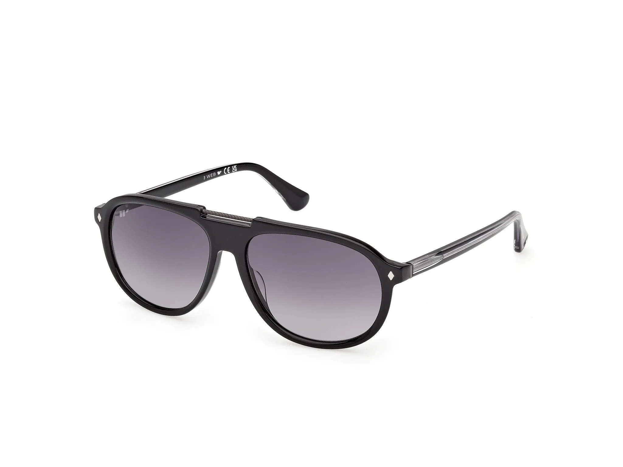 Web WE0394 05B Occhiali da sole Acetato Nero Fumo Pilot Normale