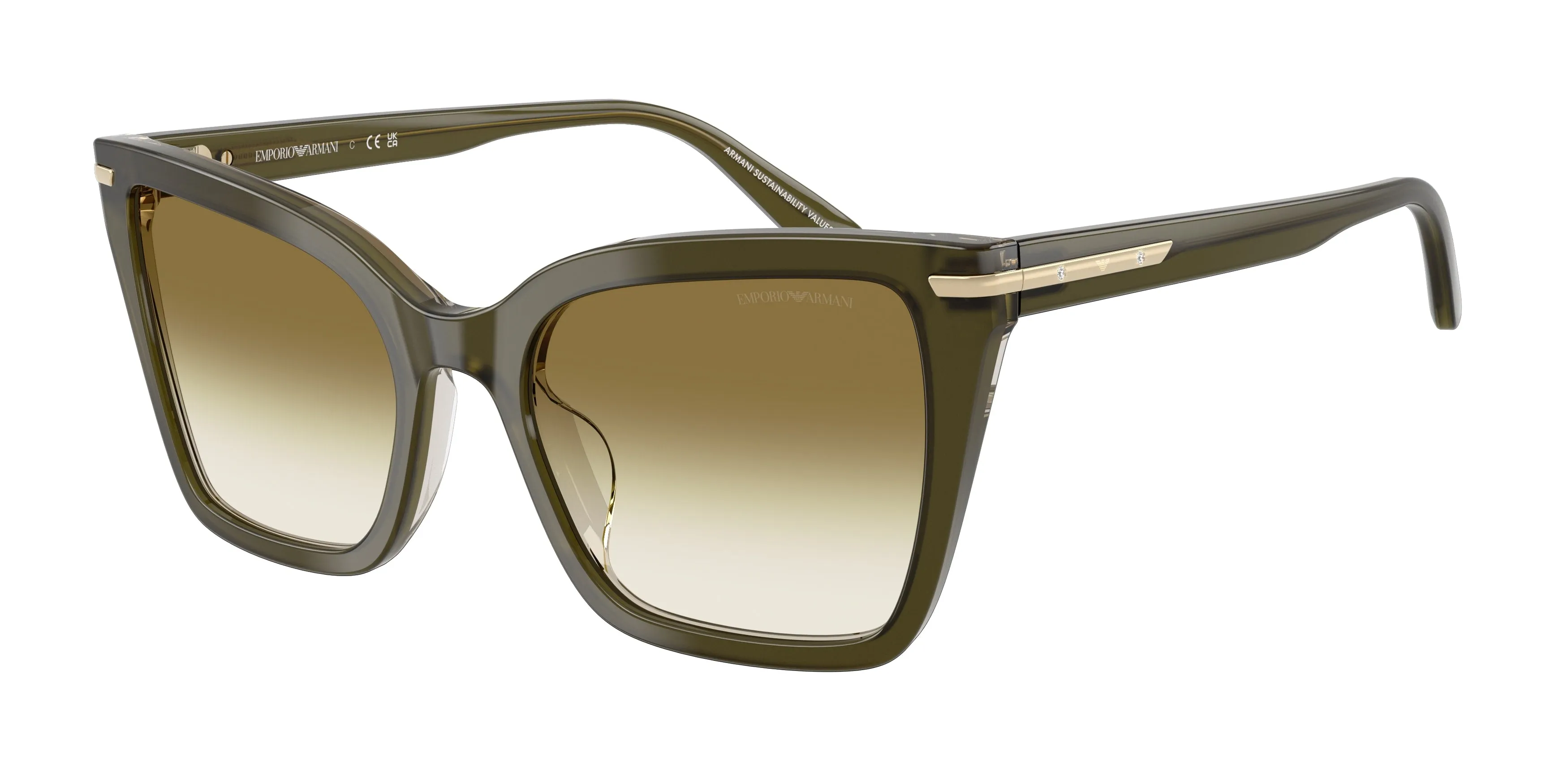 Emporio Armani EA4273BU 63788E Occhiali da sole Acetato Verde Verde Squadrata Normale Sfumato