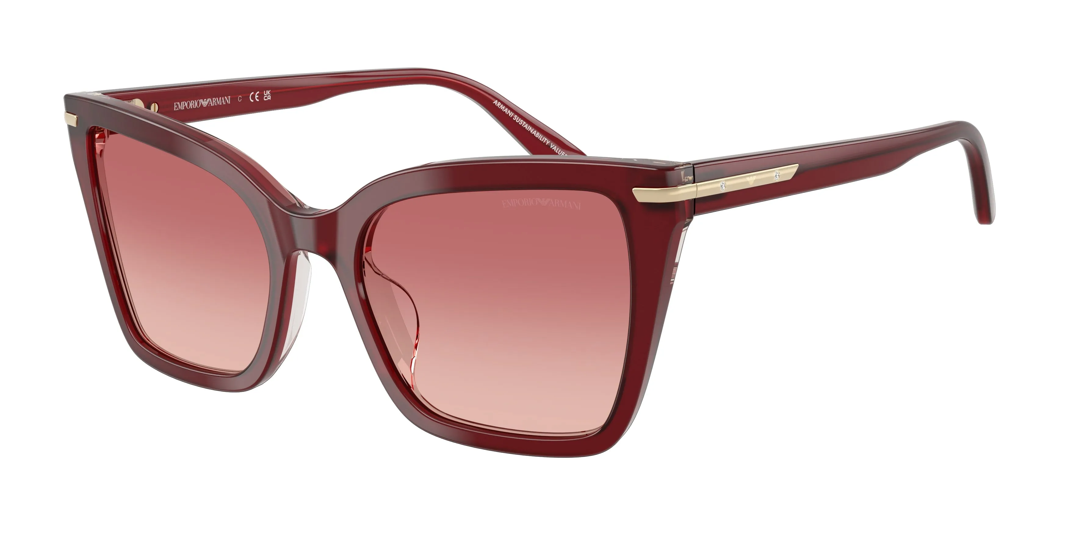 Emporio Armani EA4273BU 6377A5 Occhiali da sole Acetato Rosso Rosa Squadrata Normale Sfumato
