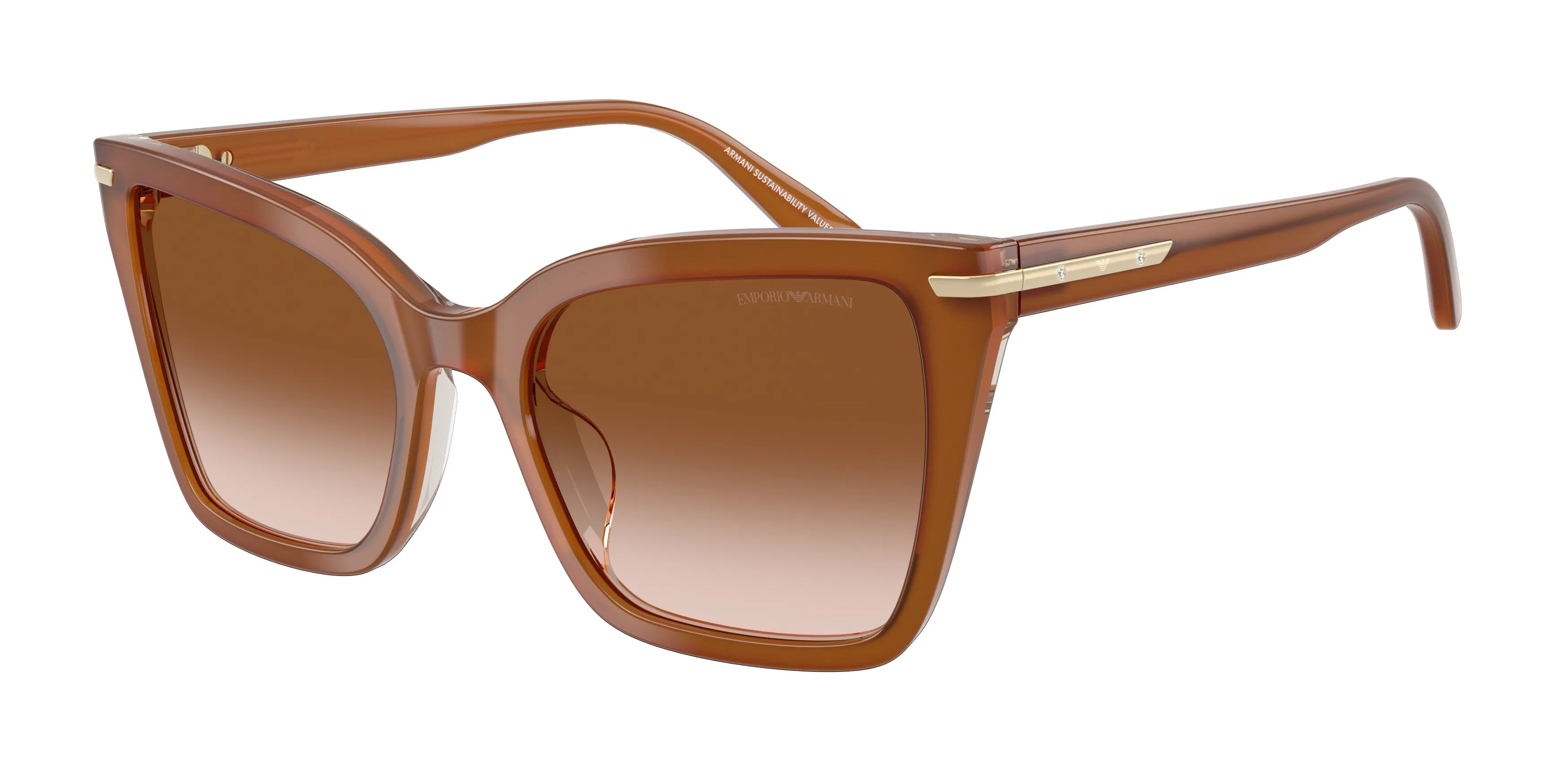 Emporio Armani EA4273BU 637613 Occhiali da sole Acetato Marrone Marrone Squadrata Normale Sfumato