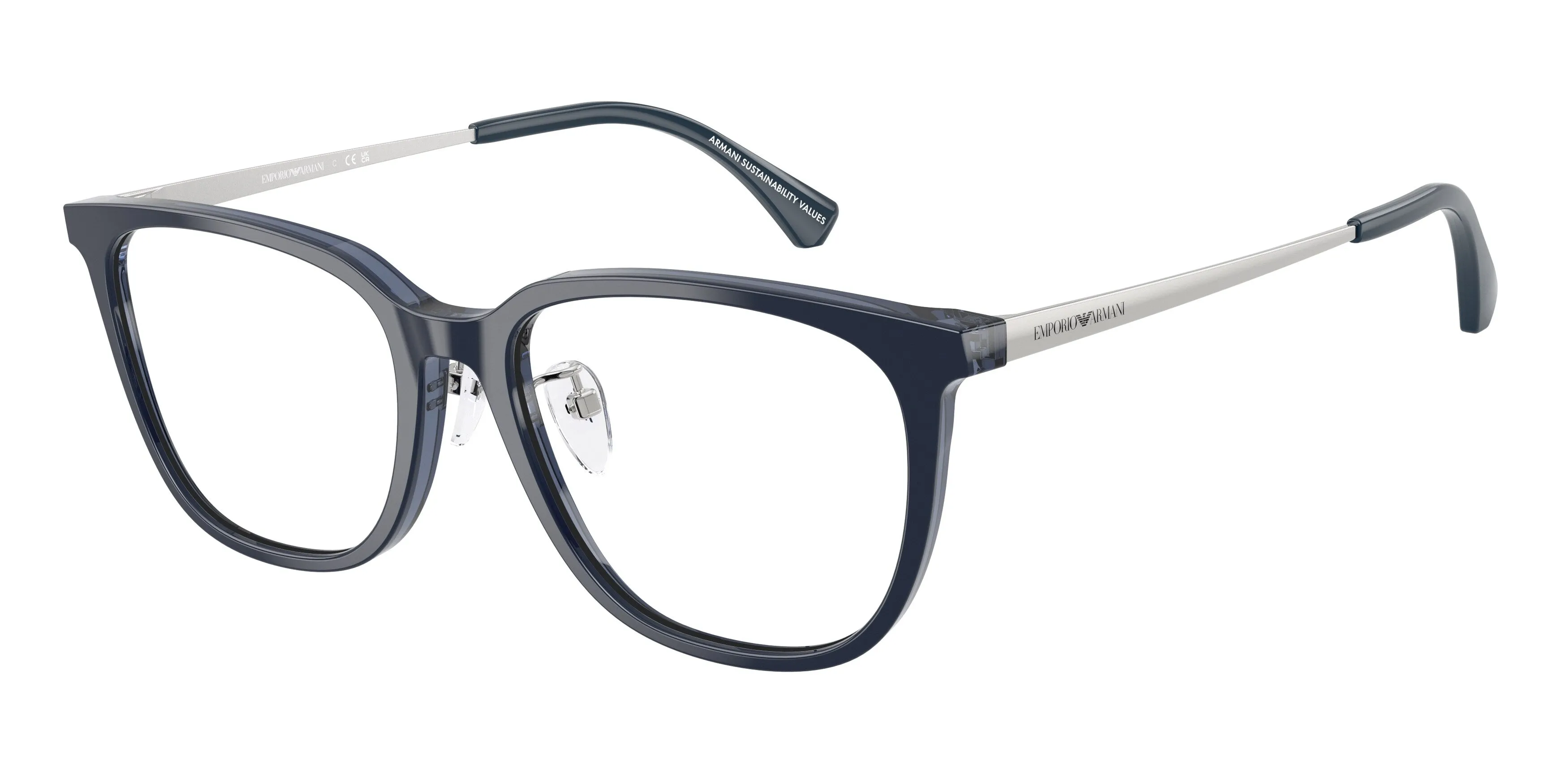 Emporio Armani EA3284D 6256 Montature da vista Acetato Blu Trasparente Geometrica Normale