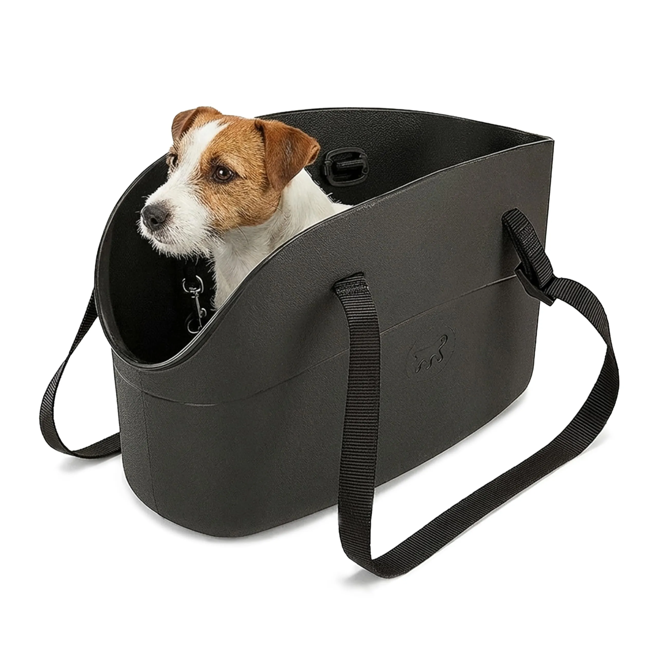 Ferplast Borsa per Cani fino a 8 Kg. Trasportino Gatti in Plastica Gommata, Impermeabile e Lavabile, Manici Regolabili, Cinghia di sicurezza, 43,5 x 21,5 x h 27 cm. Nero