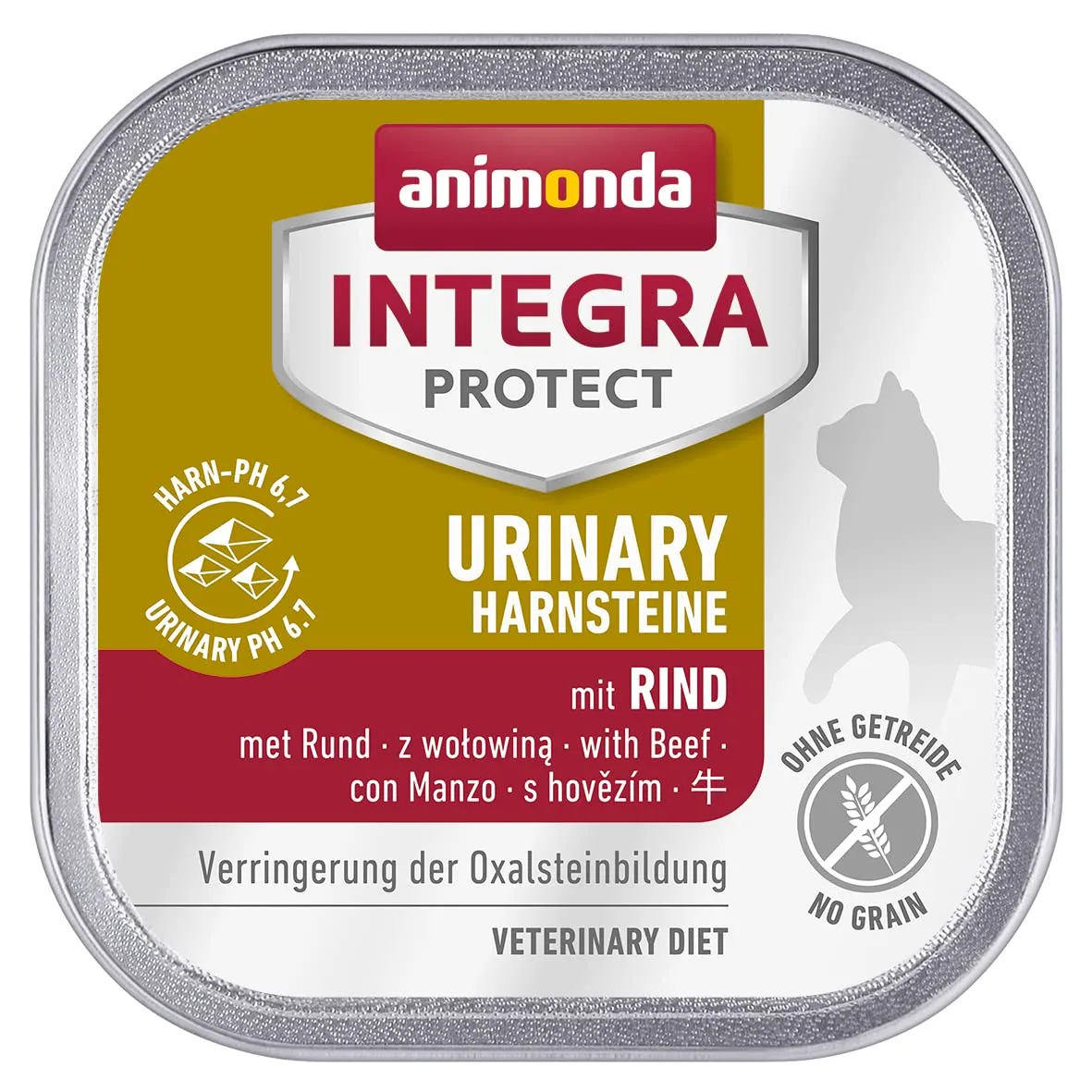 INTEGRA PROTECT cibo per gatti bagnato urinario con pietra ossalica di pollo (16 x 100 g), raccomandato dal veterinario in caso di calcoli urinari, mangime complementare sviluppato con veterinari per