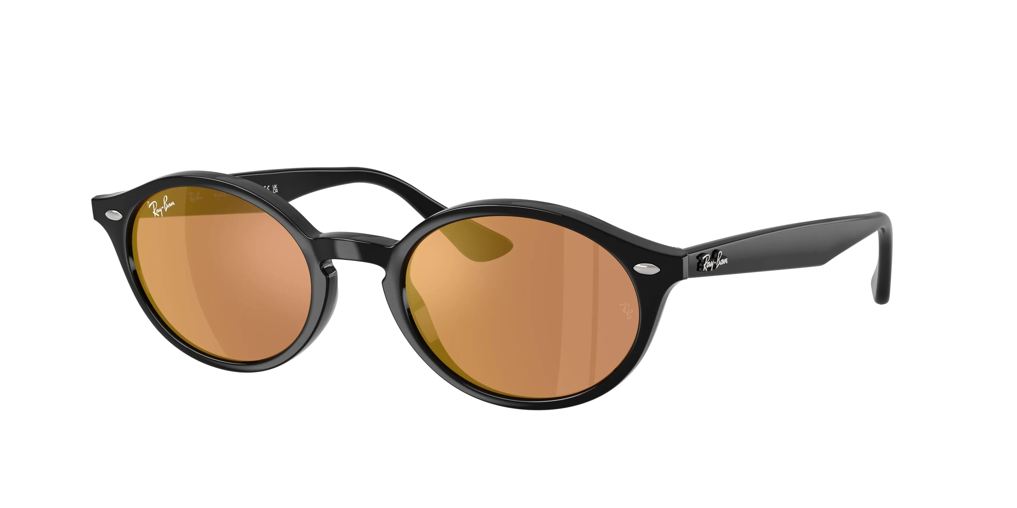 Ray - Ban RB4315 601/40 Occhiali da sole Nylon Nero Marrone Rotonda Specchiate