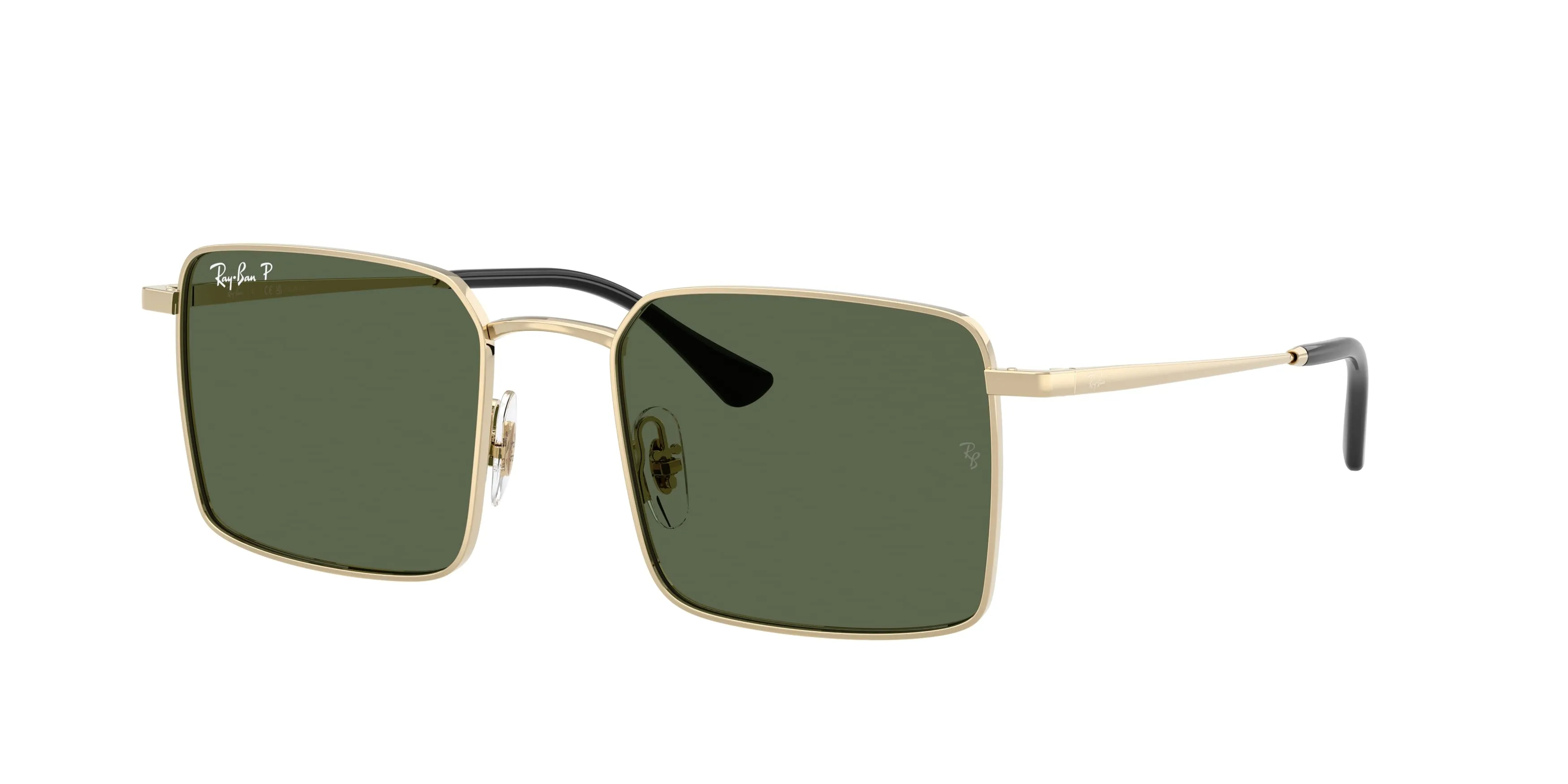 Ray - Ban RB3782 92139A Occhiali da sole Metallo Oro Verde Squadrata Polarizzata