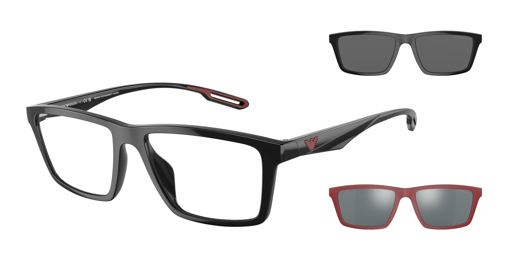 Emporio Armani EA4189U 50171W Occhiali da sole Iniettato Nero Trasparente Squadrata Normale