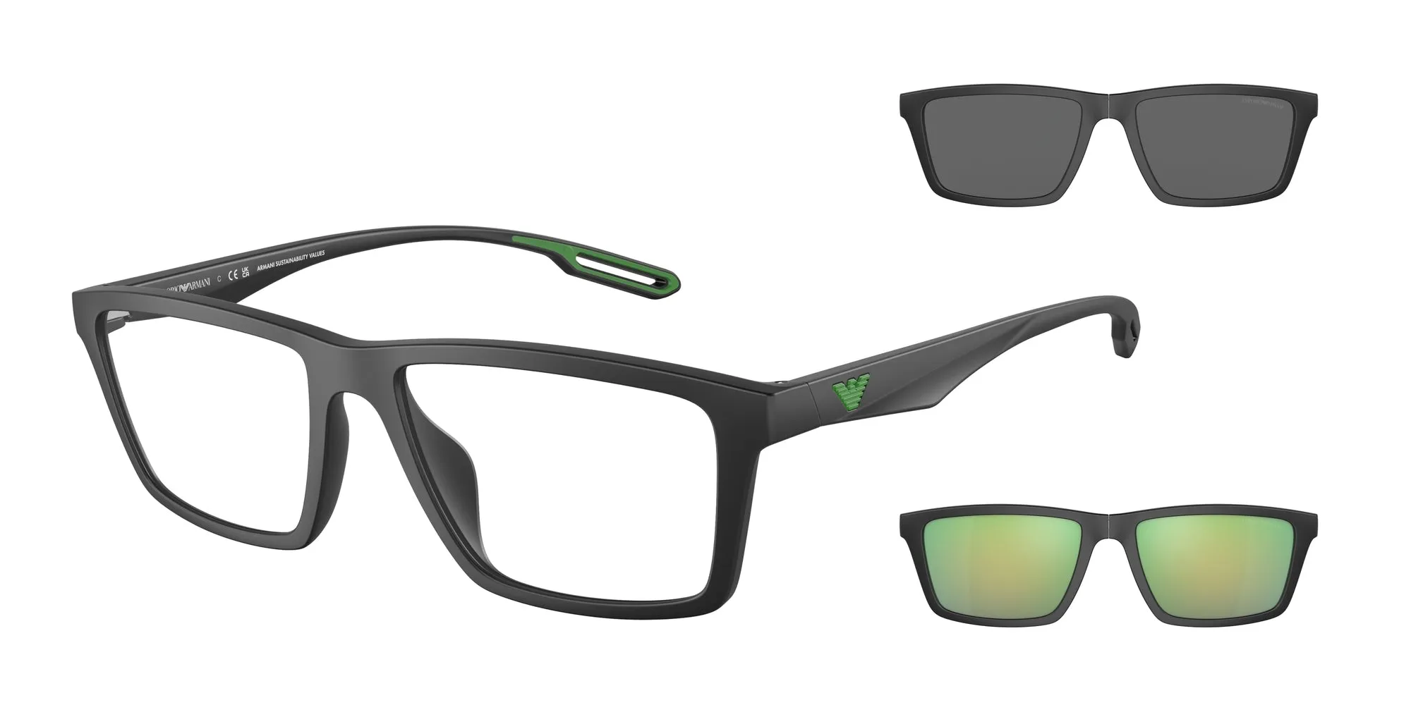 Emporio Armani EA4189U 50011W Occhiali da sole Iniettato Nero Trasparente Squadrata Normale