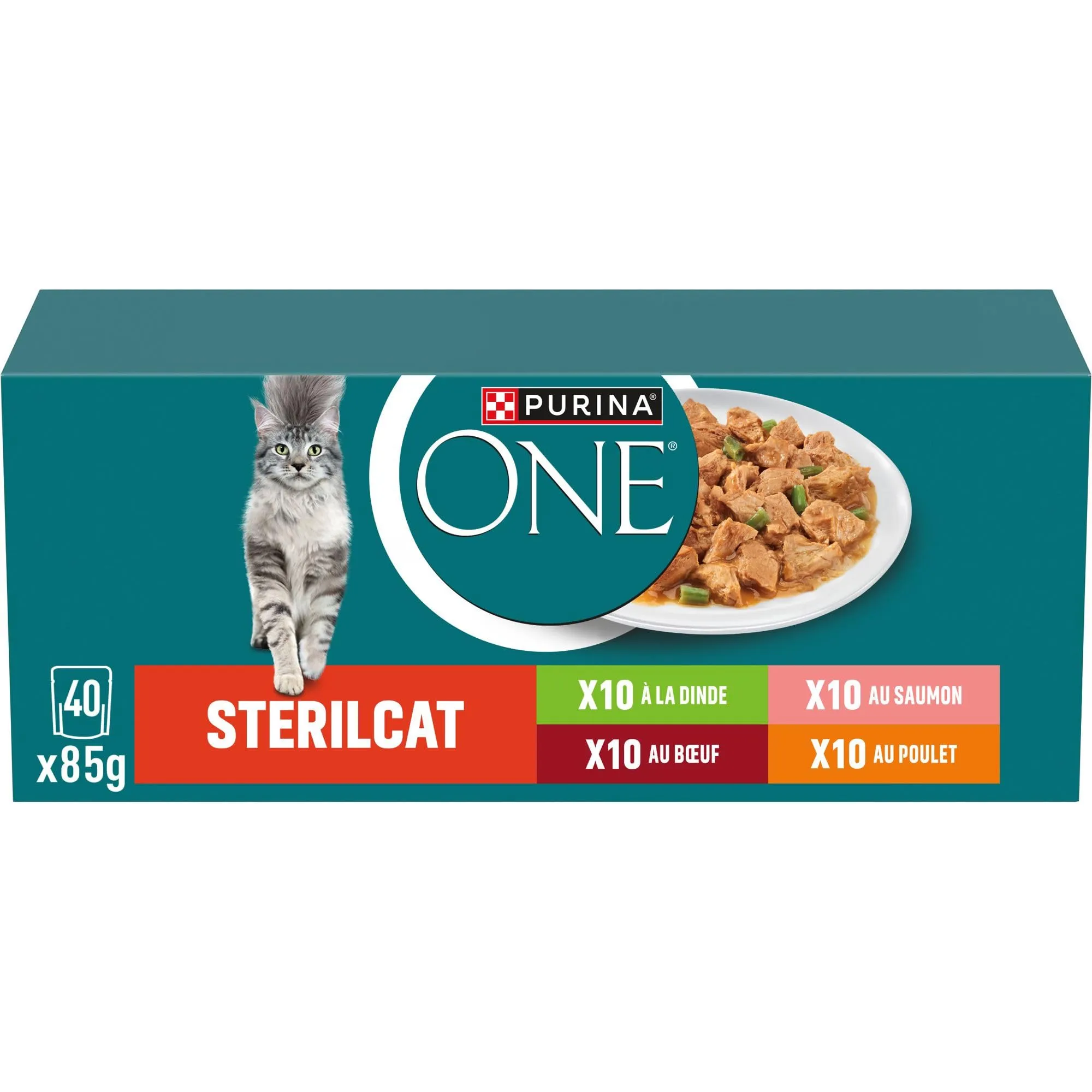 Purina ONE Bifensis - Cibo umido per gatti adulti sterilizzato con salmone e carote, 40 bustine da 85 g
