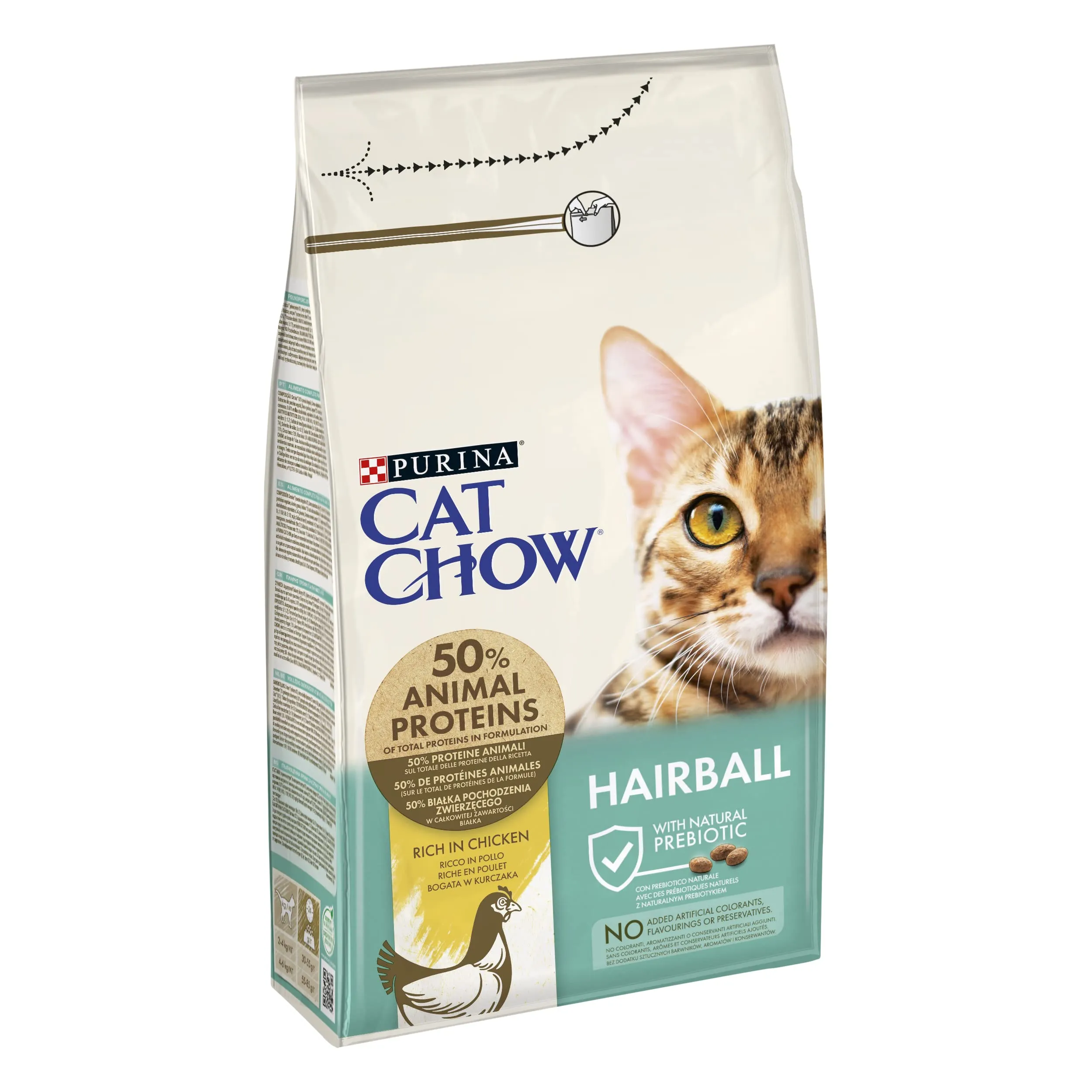PURINA CAT CHOW Hairball Control Crocchette per gatti adulti con Pollo, 6 sacchi da 1.5kg