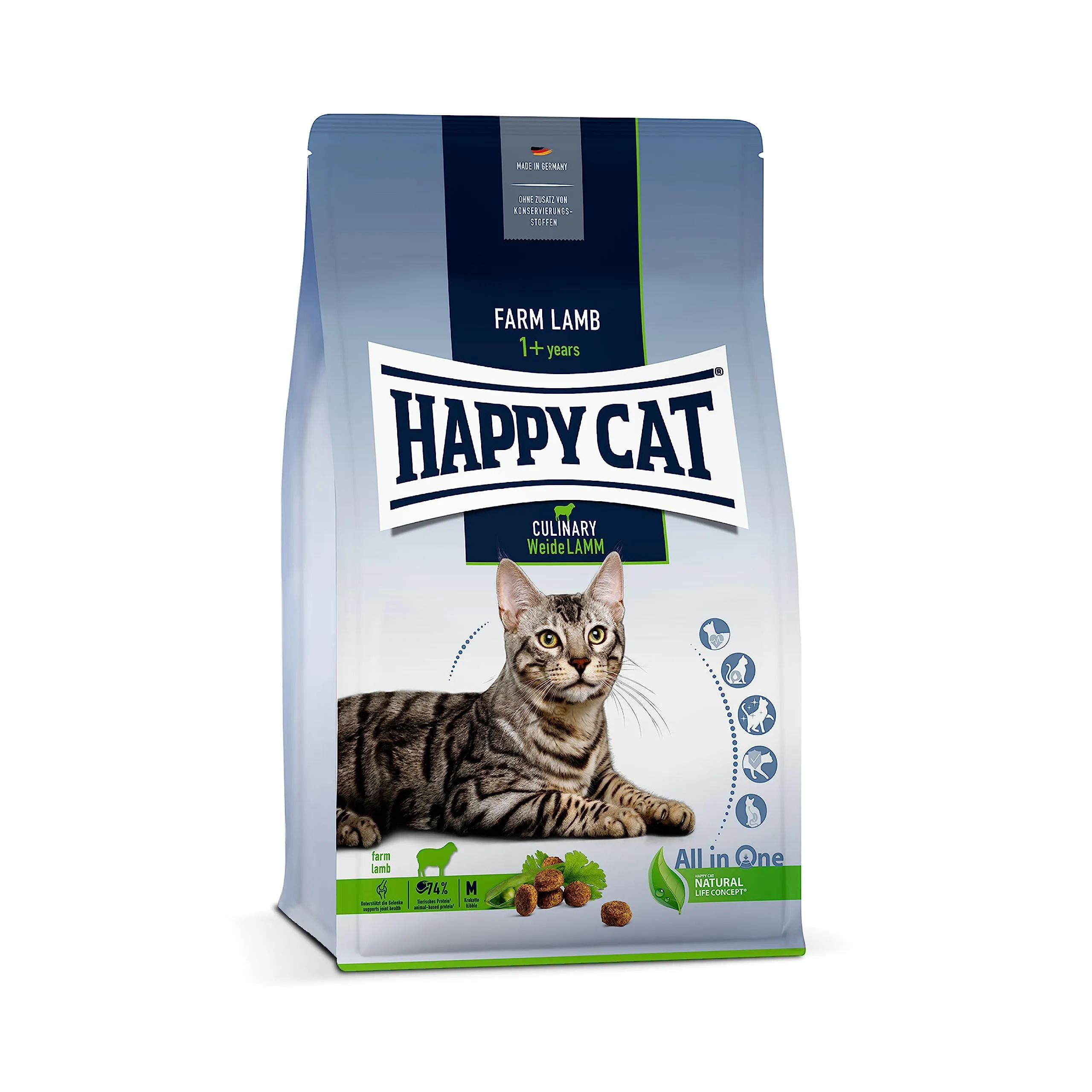 Happy Cat 70547 – Culinary Adult Weide Agnello – cibo secco per gatti adulti e sbornia – contenuto 300 g