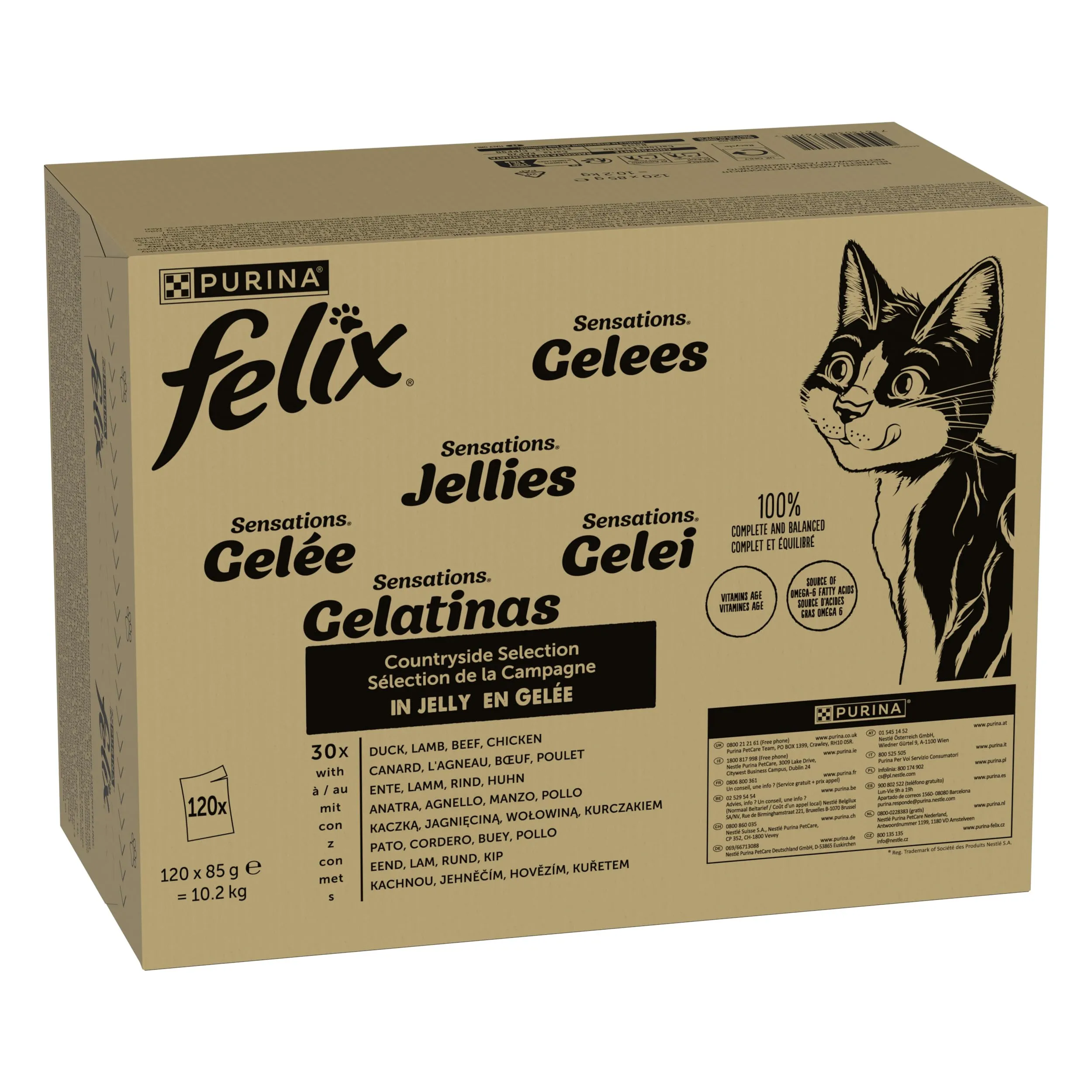 Felix Sensations Gelees - Cibo umido per gatti, 120 x 85 g