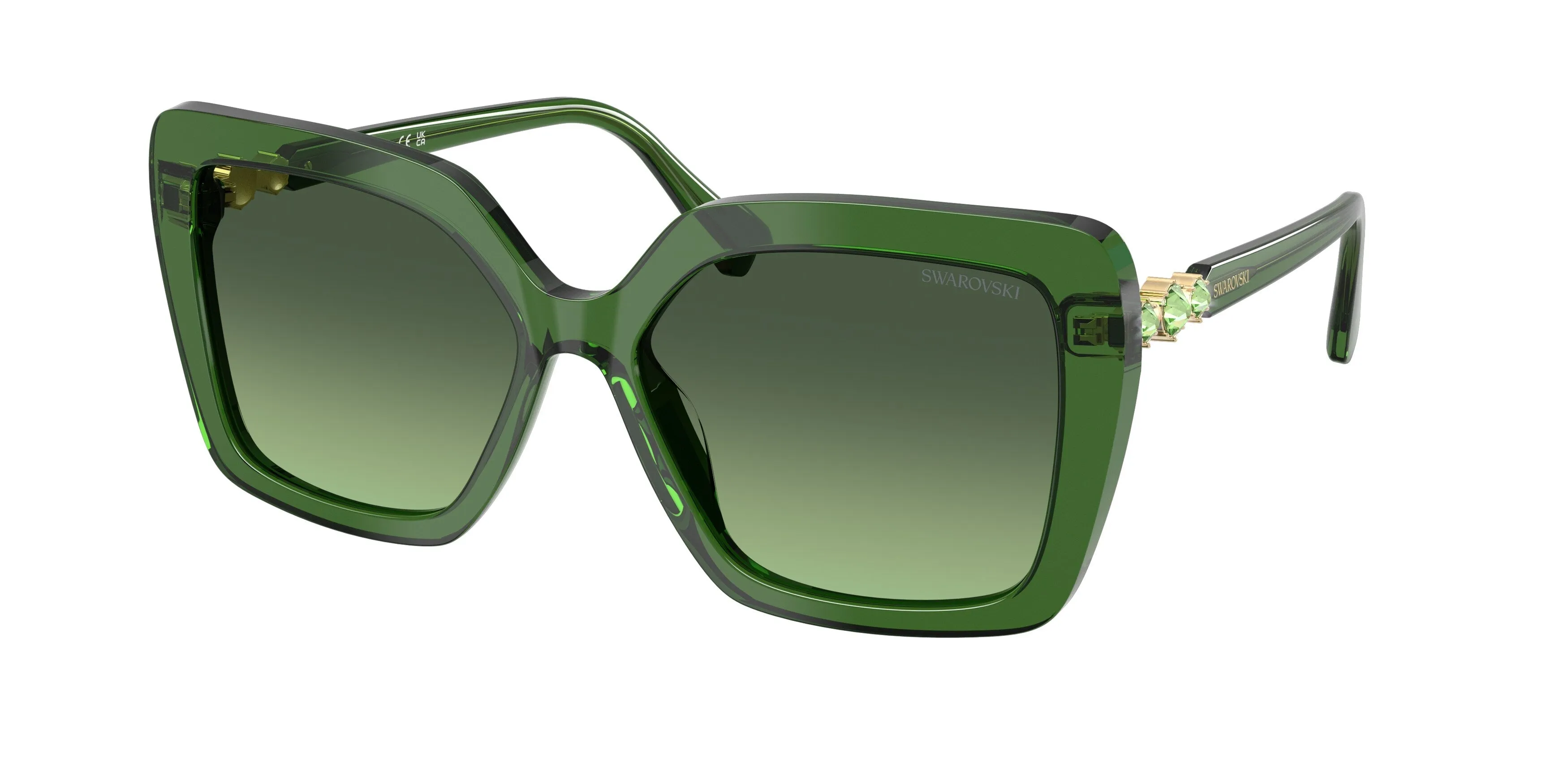 Swarovski SK6049 10812A Occhiali da sole Acetato Verde Farfalla Normale Sfumato
