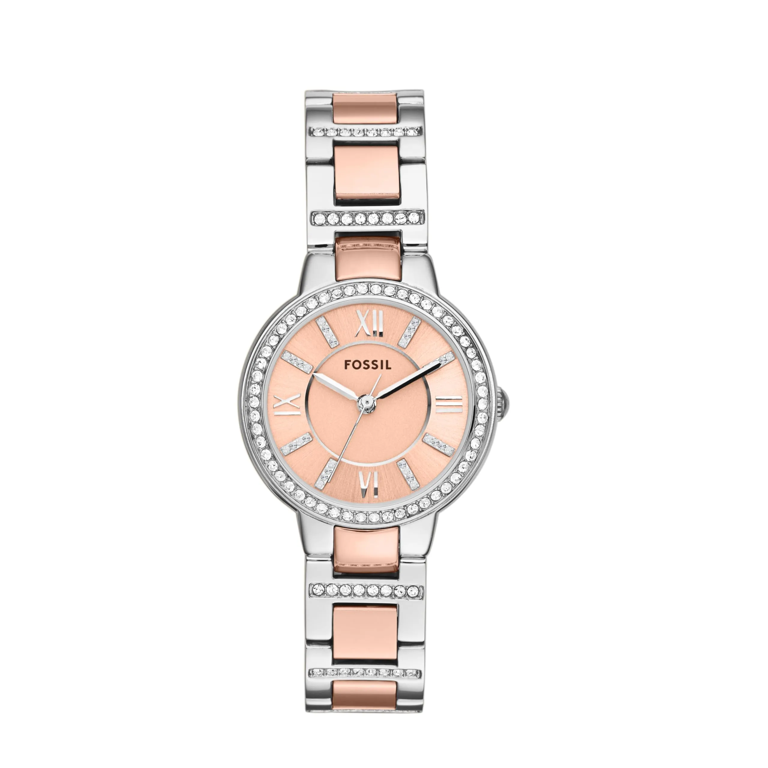 Fossil Orologio Virginia da donna, movimento al quarzo, cassa in acciaio inossidabile 30 mm, ES3405, Tonalità Argento E Oro Rosa Con Glitter
