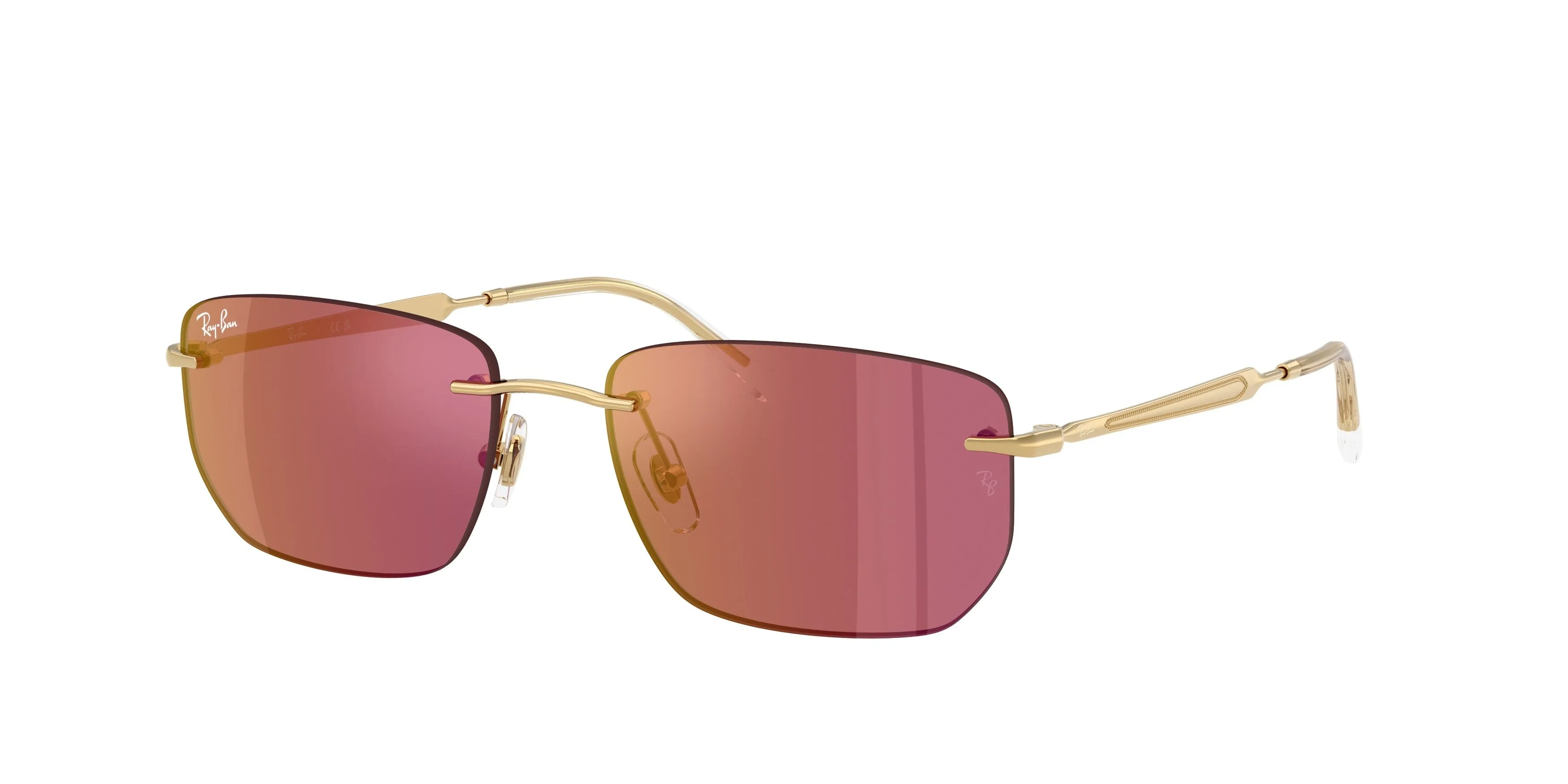Ray - Ban RB3768 001/D0 Occhiali da sole Metallo Oro Viola Geometrica Specchiate