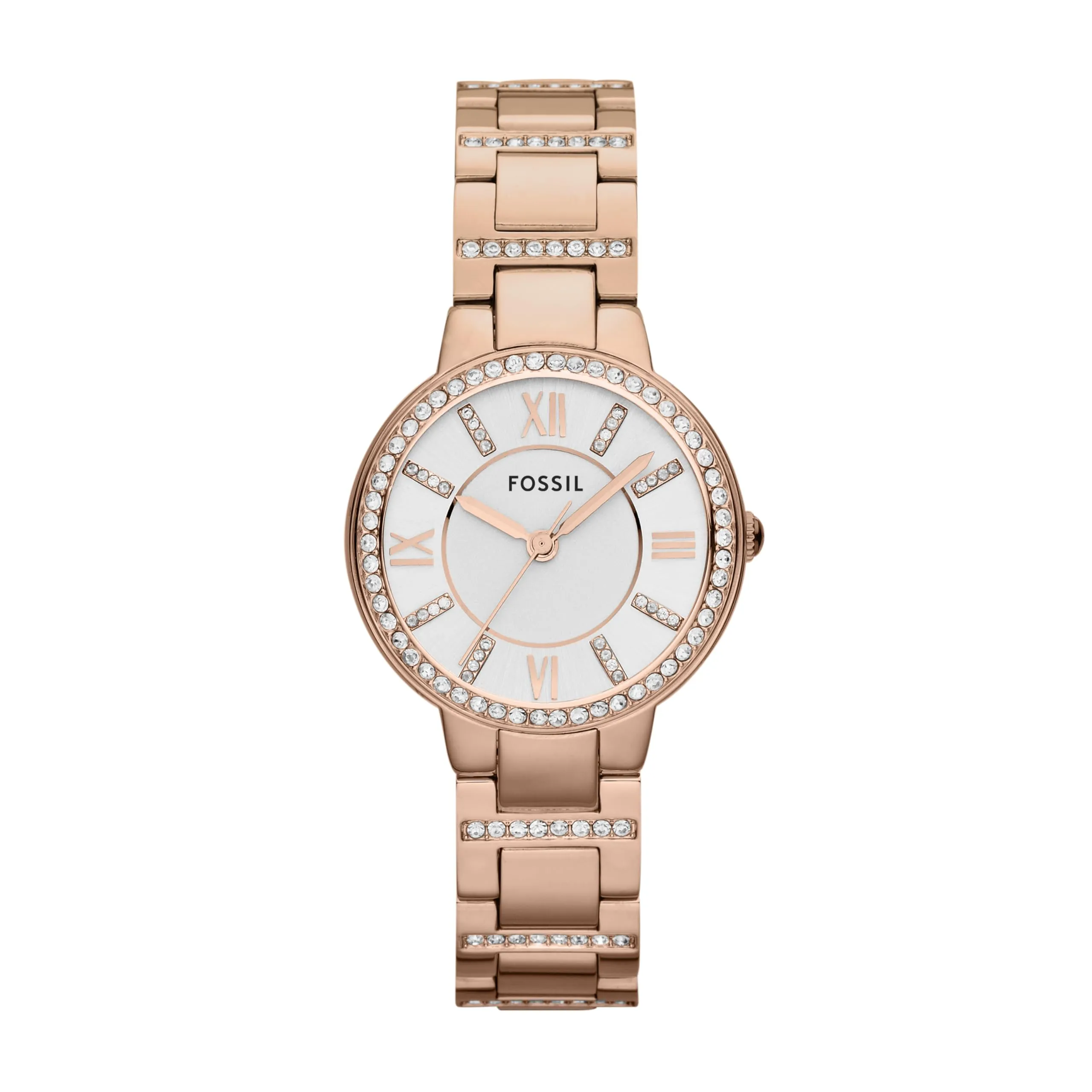 Fossil Orologio Virginia da donna, movimento al quarzo, cassa in acciaio inossidabile oro rosa 30 mm, ES3284, Tonalità Oro Rosa E Bianco Con Glitter
