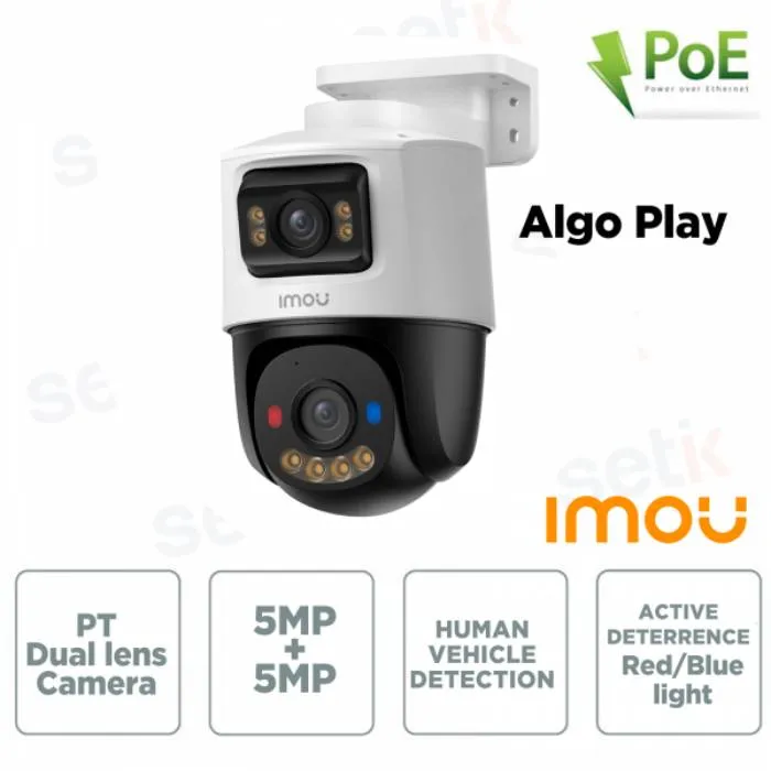Imou Telecamera IP PoE ALGO 10MPX (5MPX + 5MPX PTZ) AI IR 30mt IP66 WDR 110 dB Microfono supporto microSD