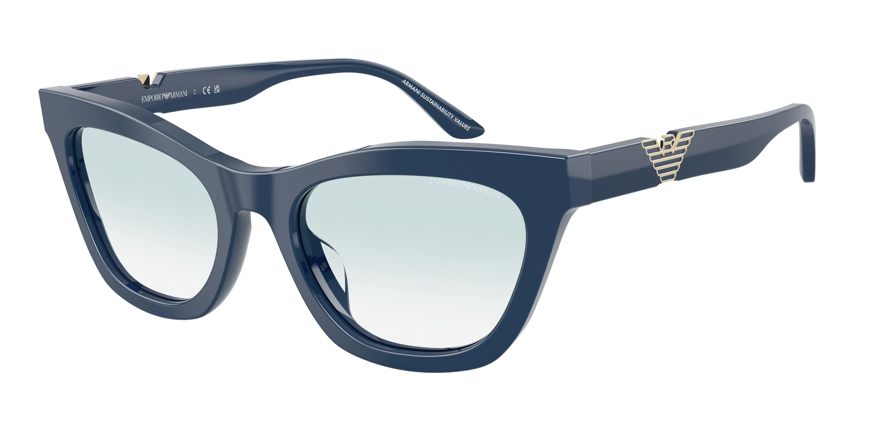 Emporio Armani EA4259U 63253F Occhiali da sole Acetato Blu Blu Cat Eye Normale Sfumato