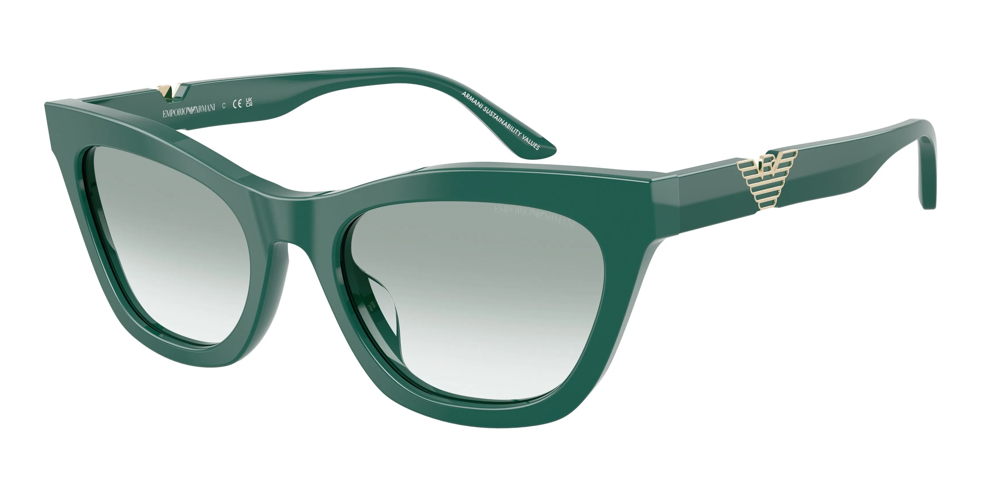 Emporio Armani EA4259U 63248E Occhiali da sole Acetato Verde Verde Cat Eye Normale Sfumato