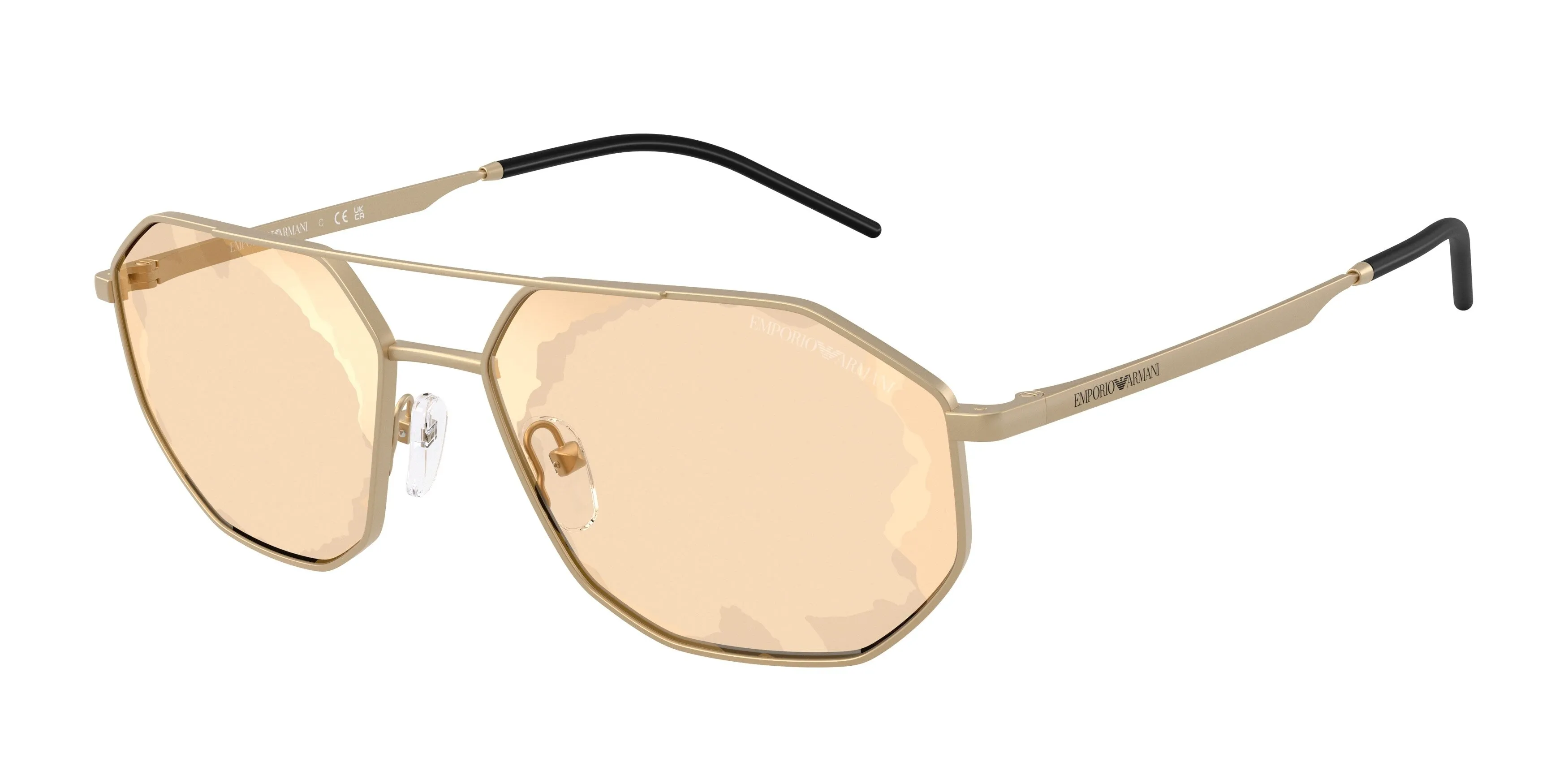 Emporio Armani EA2147 30027L Occhiali da sole Metallo Oro Marrone Geometrica Specchiate