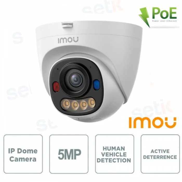 Imou Telecamera IP PoE Dome 3K 5MPX AI IR 30mt IP67 H.265 Allarme LED Microfono supporto microSD
