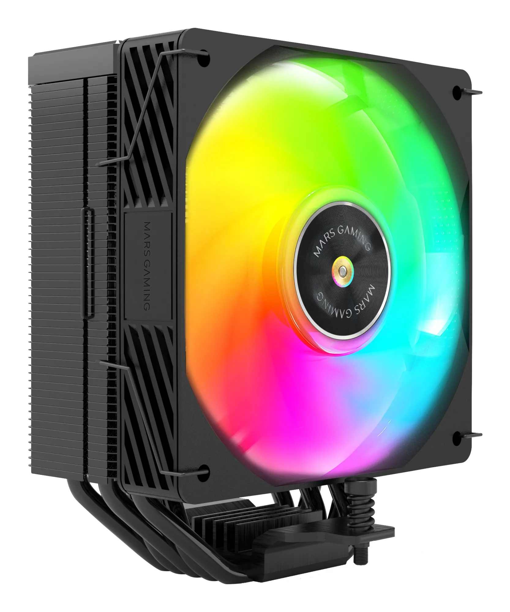 Dissipatore per CPU Mars Gaming MCPU-X5ARGB con potenza di 280 W - Ventola PWM da 120 mm - Illuminazione ARGB - 5 heatpipe HCT - Nero