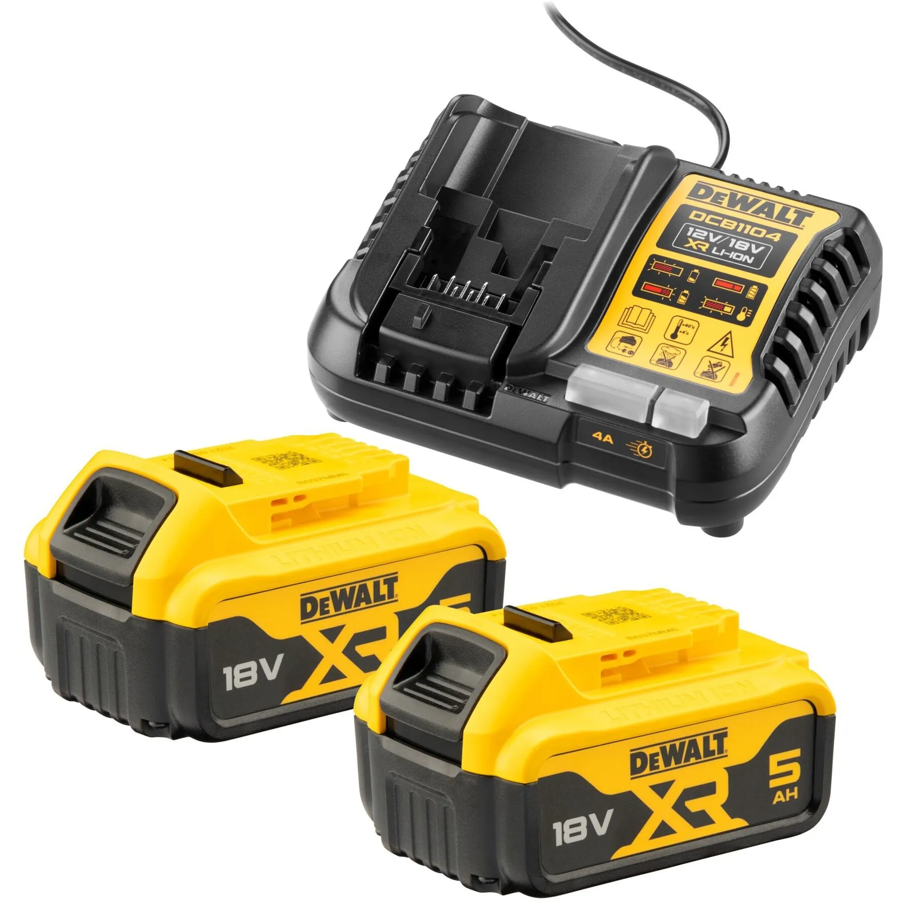 Kit batteria starter DCB1104P2, 18 volt, Caricabatterie