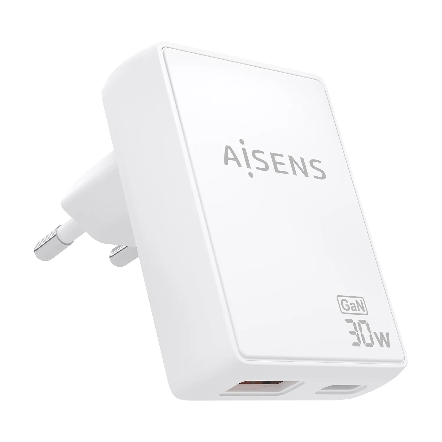 AISENS ASCH-30W2P074-W Caricabatterie per dispositivi mobili Fotocamera Telefono cellulare Computer portatile Smartphone Tablet Universale Bianco AC Ricarica rapida Interno