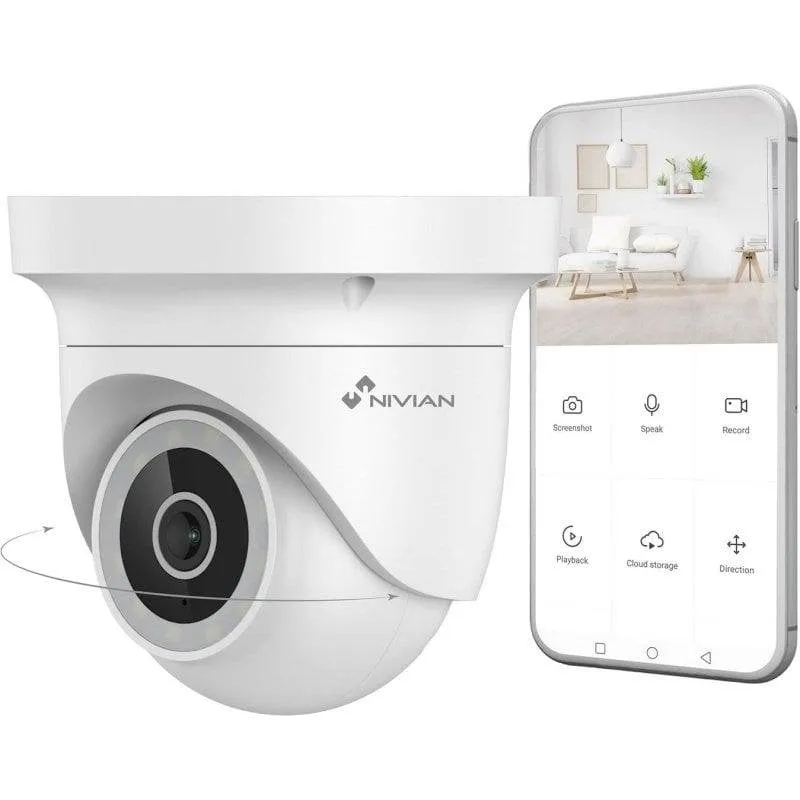 Videocamere di sorveglianza Nivian NVS-IPC-0H4D-L 2K Visione Notturna Interno ed Esterno IA Audio Bidirezionale Controllo Vocale