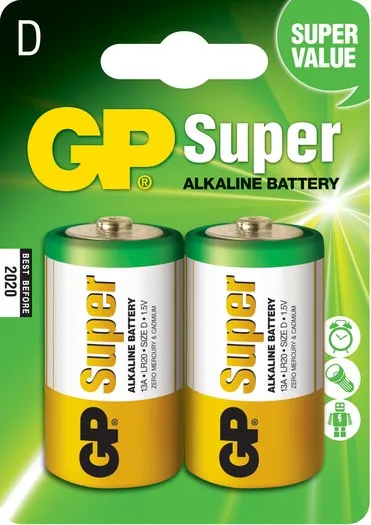 GP Confezione da 2 Batterie Super Alcaline LR20 D 1.5V