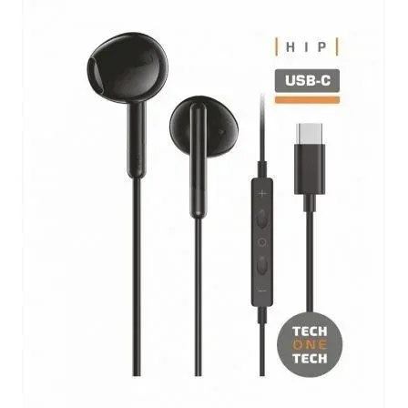 TechOneTech ear Tech Hip Cuffie In-Ear USB-C - Microfono Integrato - Assistente Vocale - Cavo da 120 m