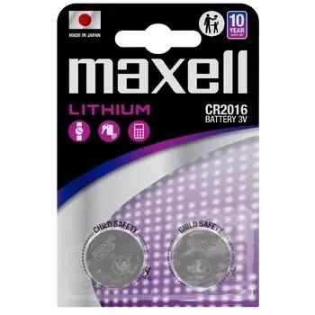 Maxell Confezione da 2 batterie a bottone al litio CR2016 da 3 V