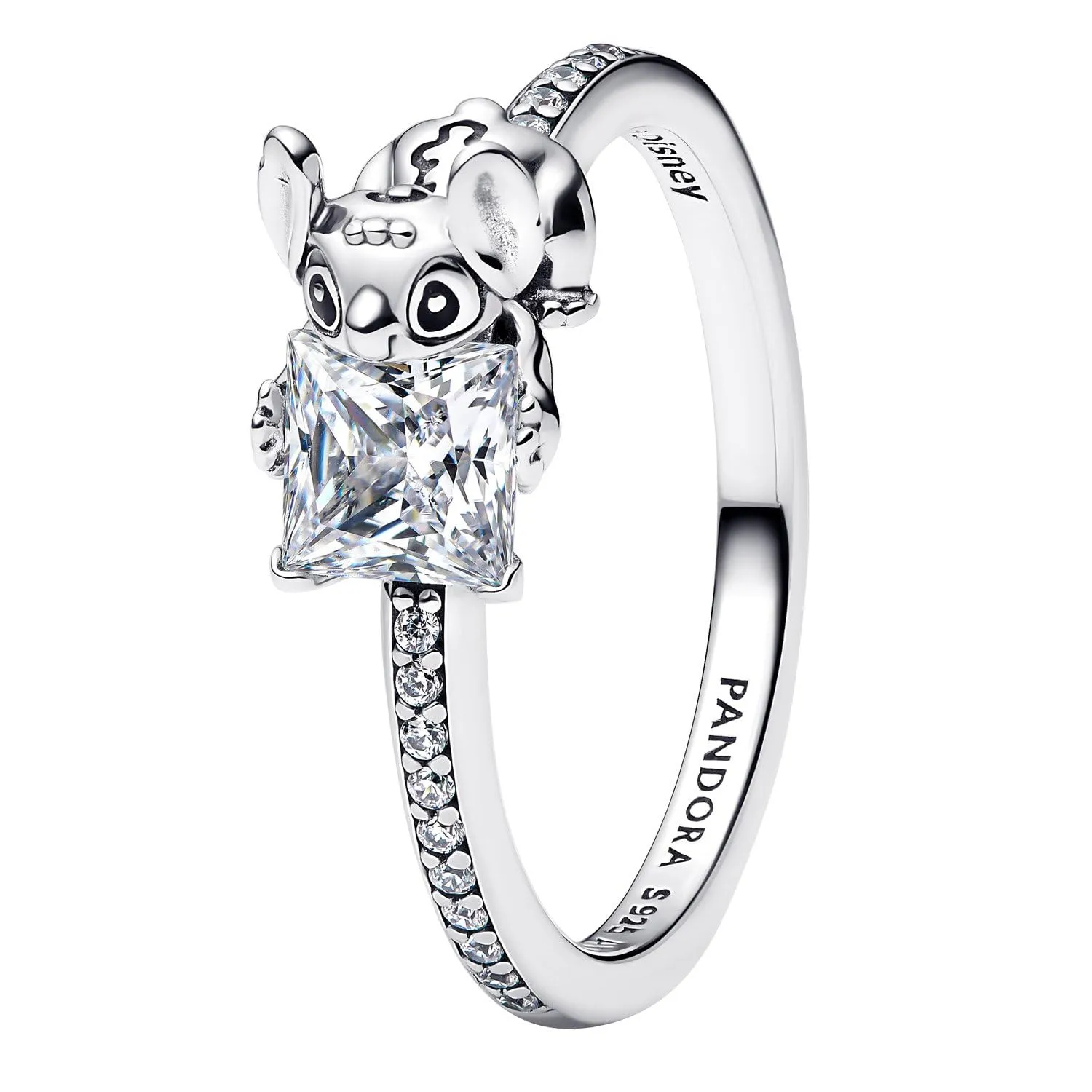 Pandora Disney Stitch & Stone 193740C01 Bague pour Femme en Argent, 58/18,5, Argent Sterling, Zircone cubique