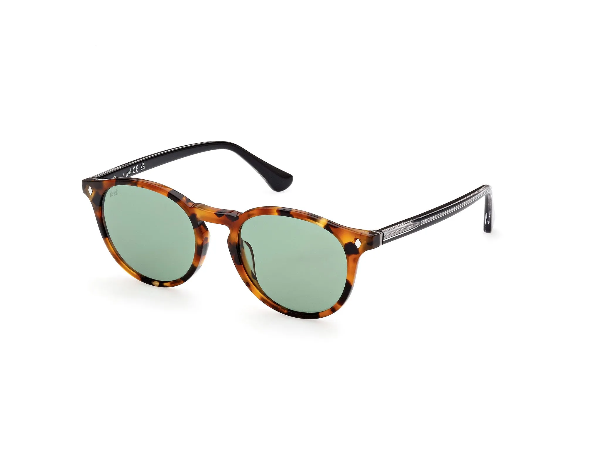 Web WE0328 56N Occhiali da sole Acetato Havana Verde Rotonda Normale