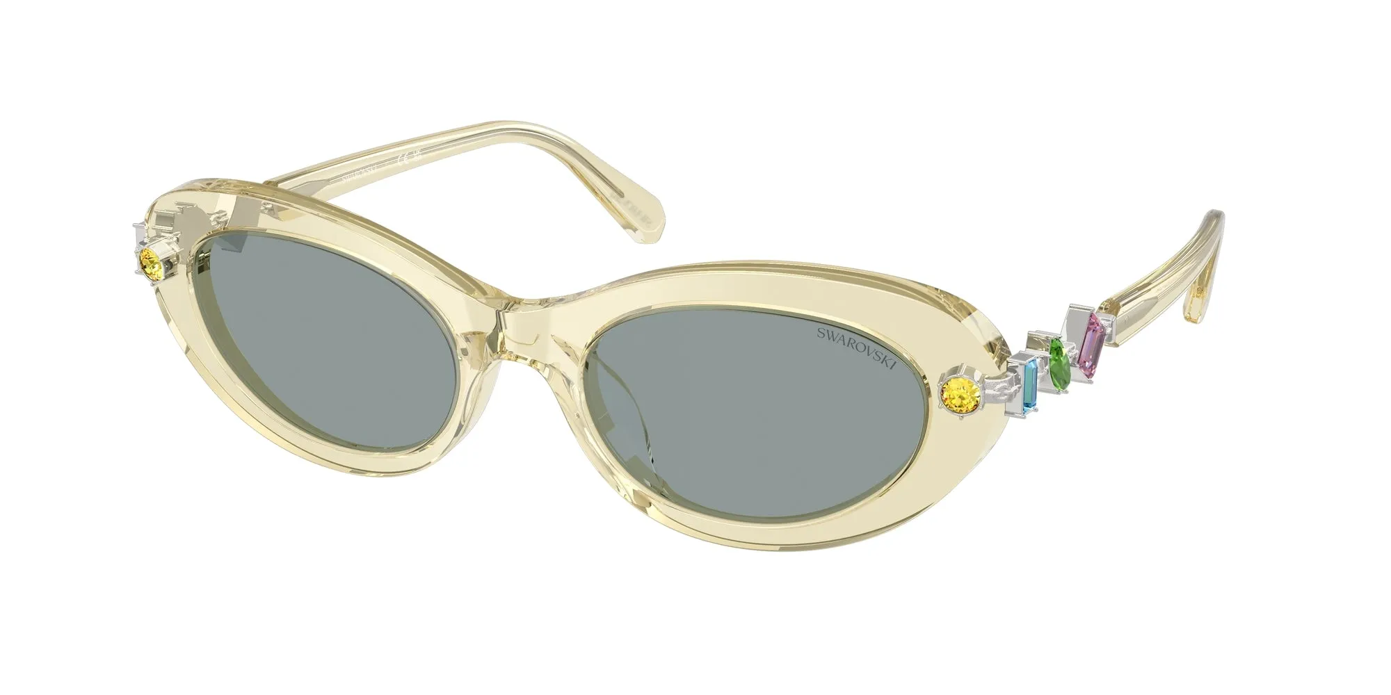 Swarovski SK6042 1080/1 Occhiali da sole Acetato Giallo Grigio Rotonda Normale