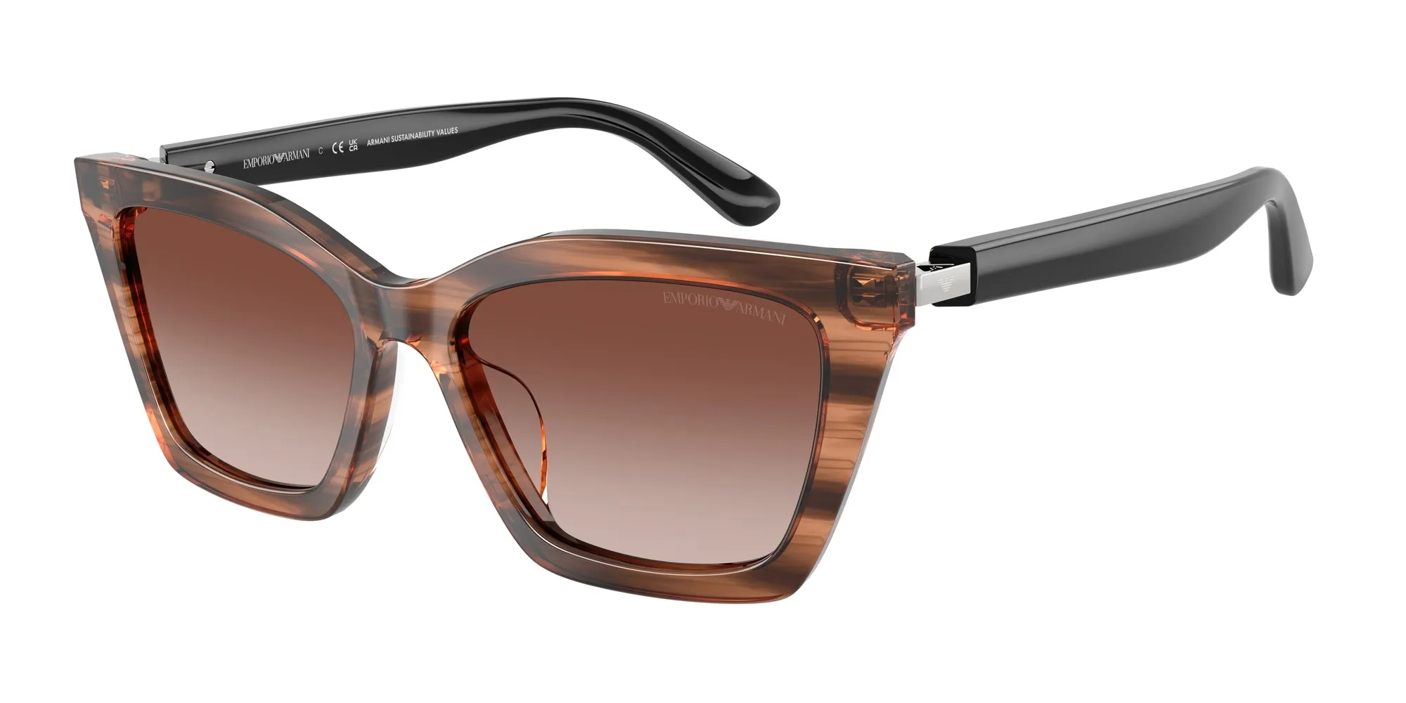 Emporio Armani EA4250U 626613 Occhiali da sole Acetato Marrone Marrone Farfalla Normale Sfumato