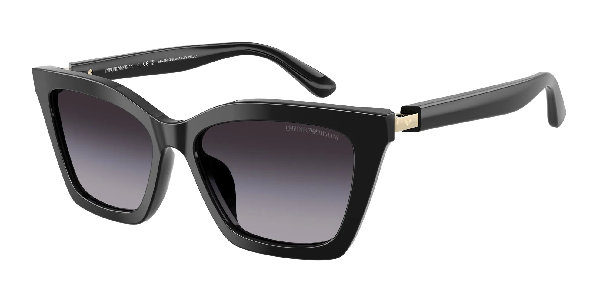Emporio Armani EA4250U 50178G Occhiali da sole Acetato Nero Grigio Farfalla Normale Sfumato