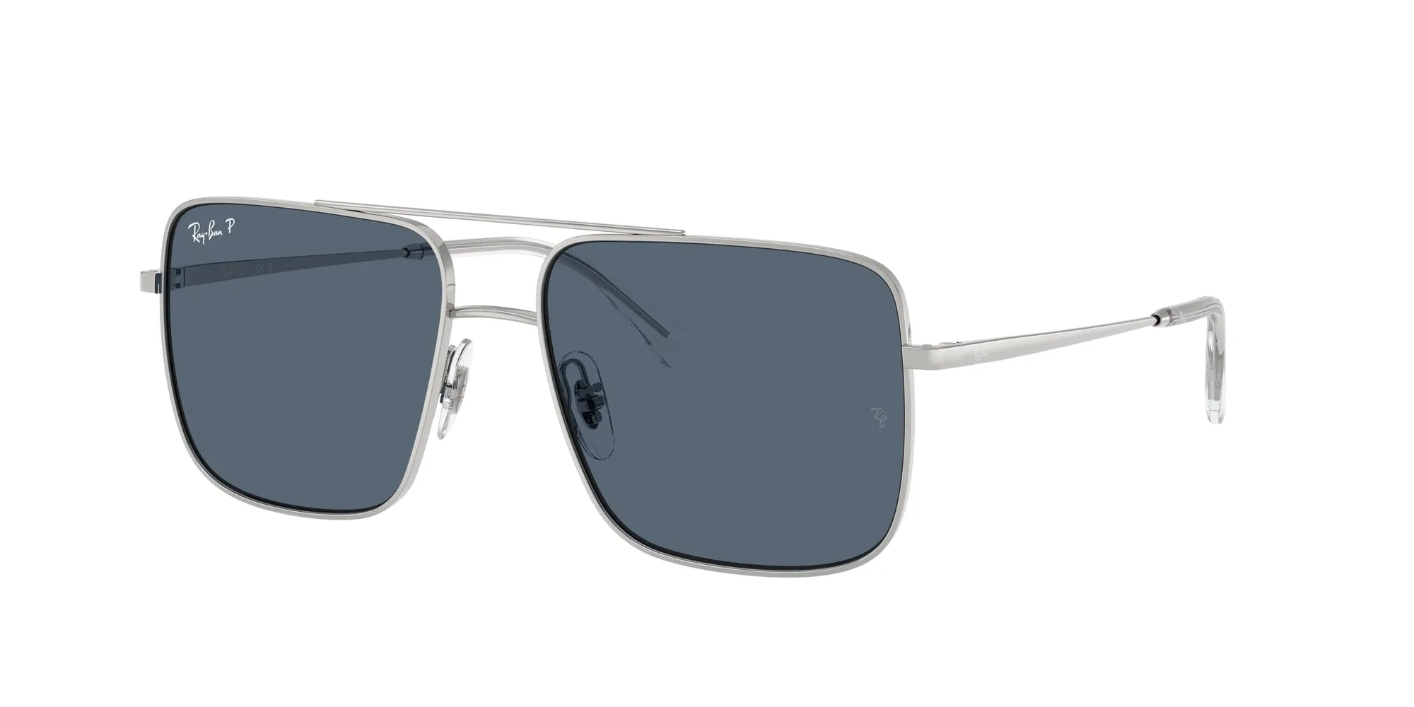 Ray - Ban RB3758 ARI 003/2V Occhiali da sole Metallo Argento Blu Squadrata Polarizzata
