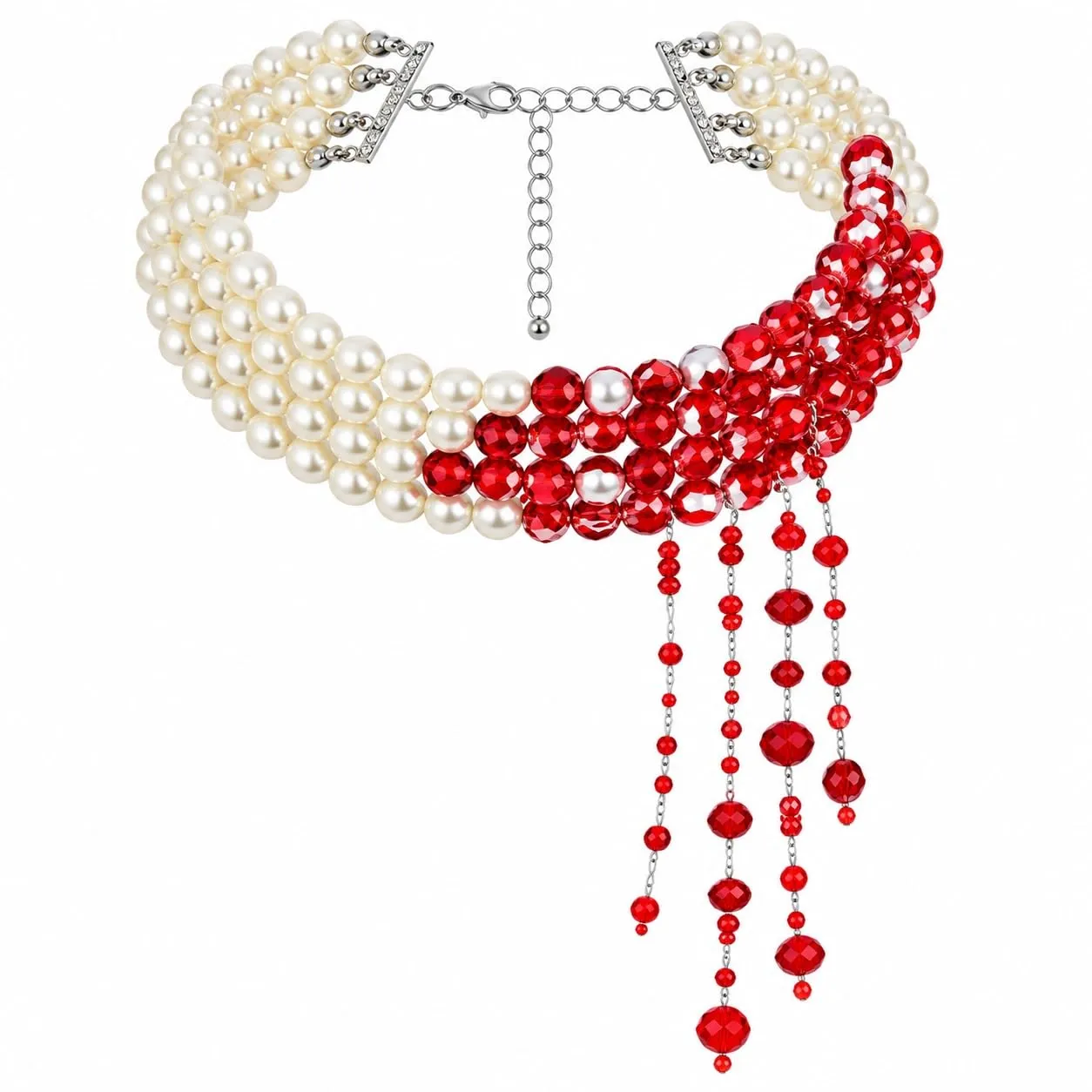Czdtq Set di gioielli con collana di perle insanguinate che gocciano di