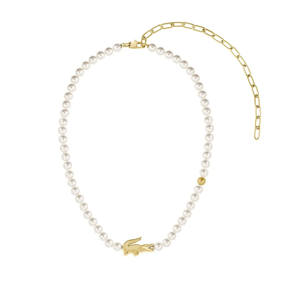 Lacoste Collana, Bracciale e Orecchini in Faux Perle Per Uomo e Donna Collezione MATCHPOINT con Charms Diversi color Oro Giallo