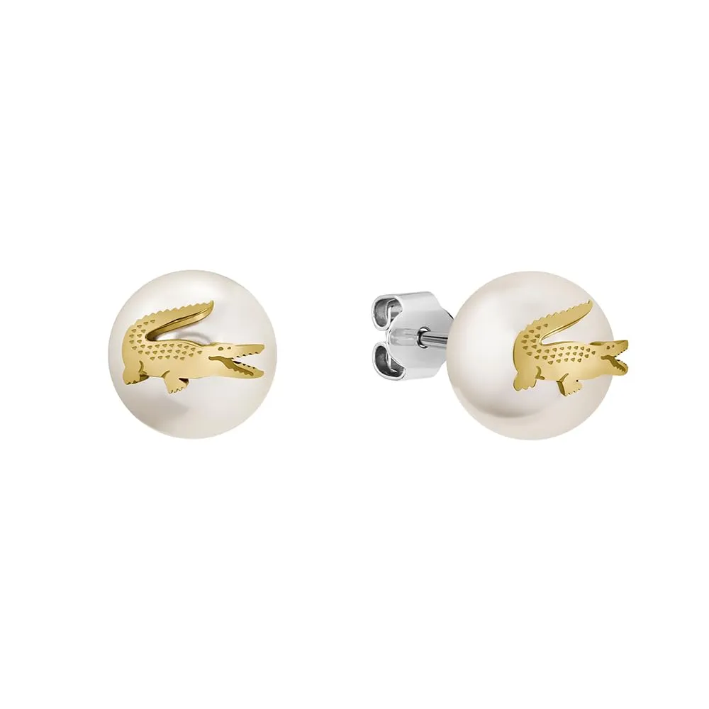 Lacoste Collana, Bracciale e Orecchini in Faux Perle Per Uomo e Donna Collezione MATCHPOINT con Charms Diversi color Oro Giallo