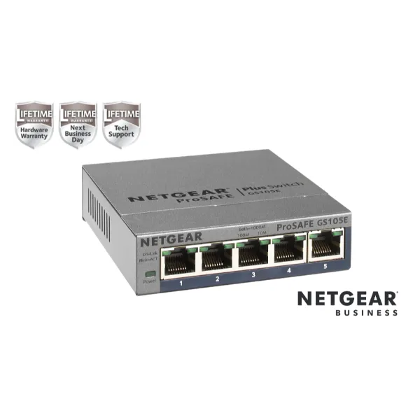 Netgear Prosafe Switch Plus Giga A 5 Porte 10/100/1000Mbps - Management Semplificato Tramite Utility Software Per La Configurazione Di Vlan 80 GS105E-200PES