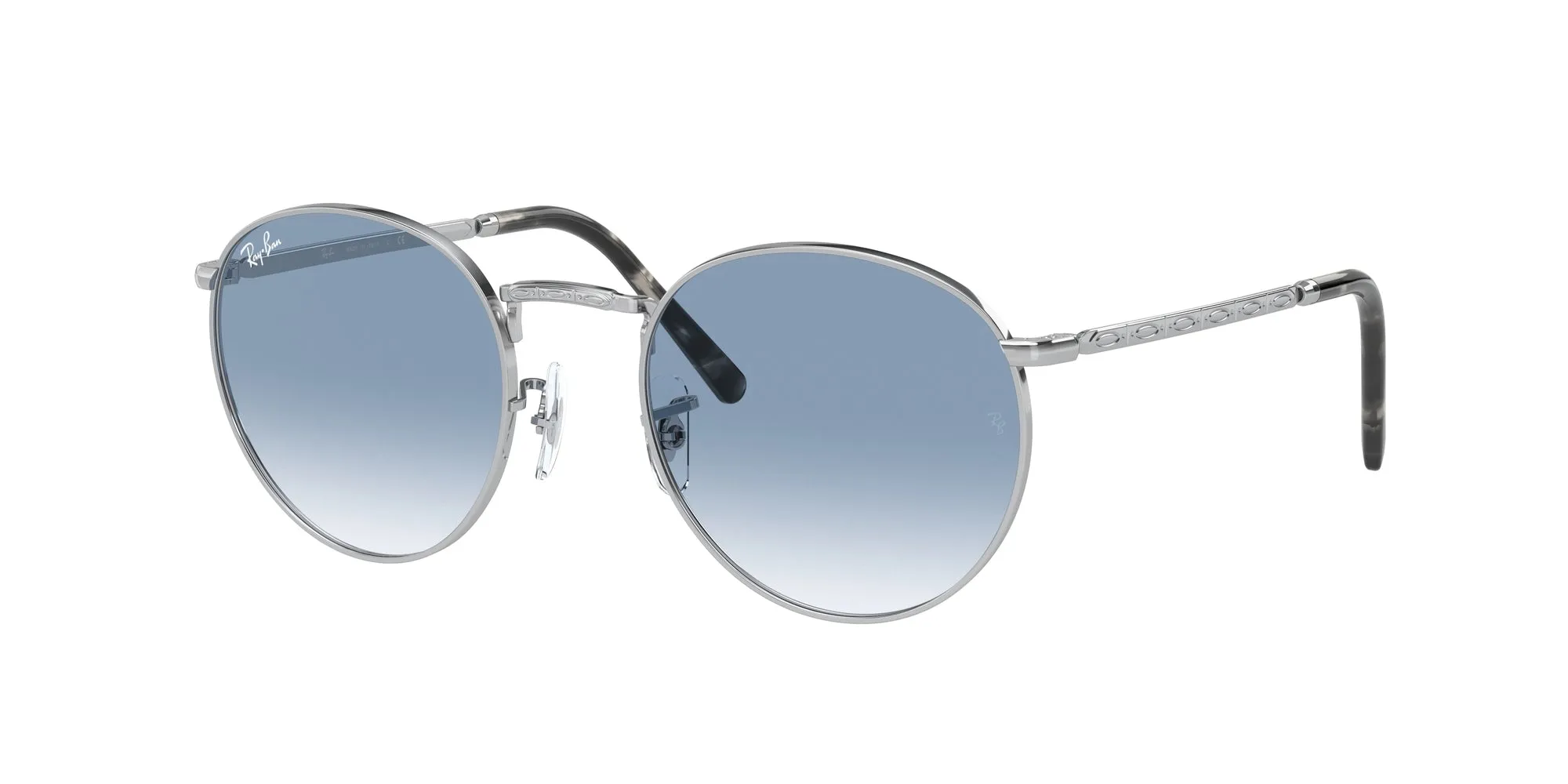 Ray - Ban RB3637 NEW ROUND 003/3F Occhiali da sole Metallo Argento Blu Pantos Normale Sfumato