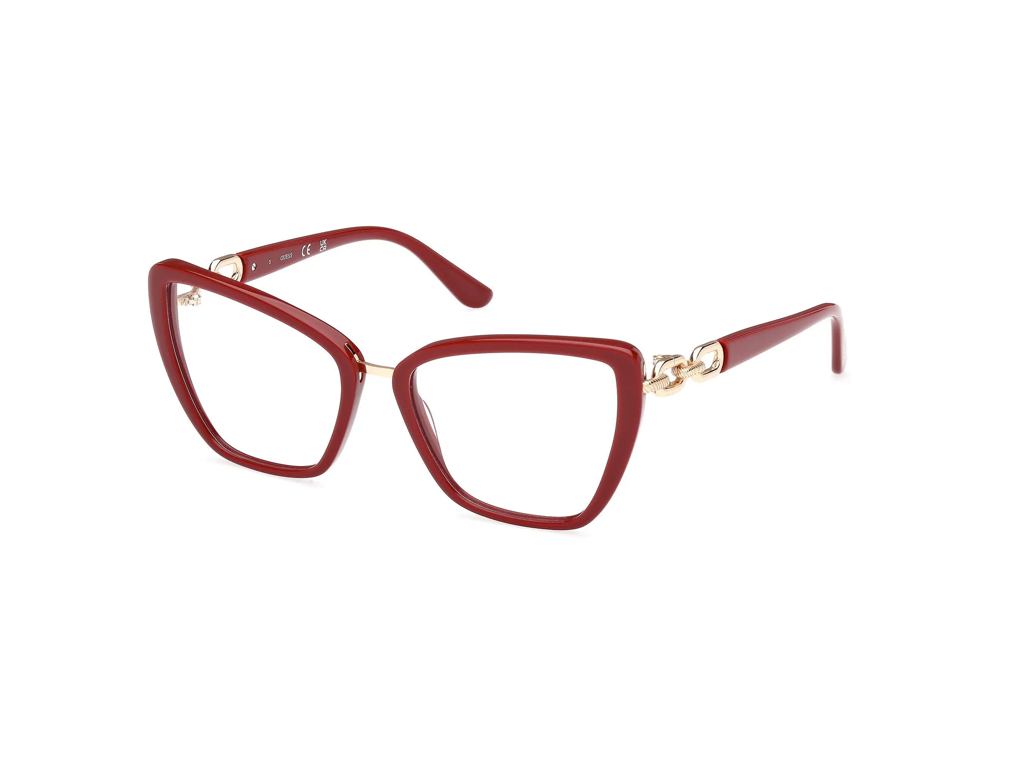 Guess GU50180 066 Montature da vista Acetato Rosso Cat Eye Normale