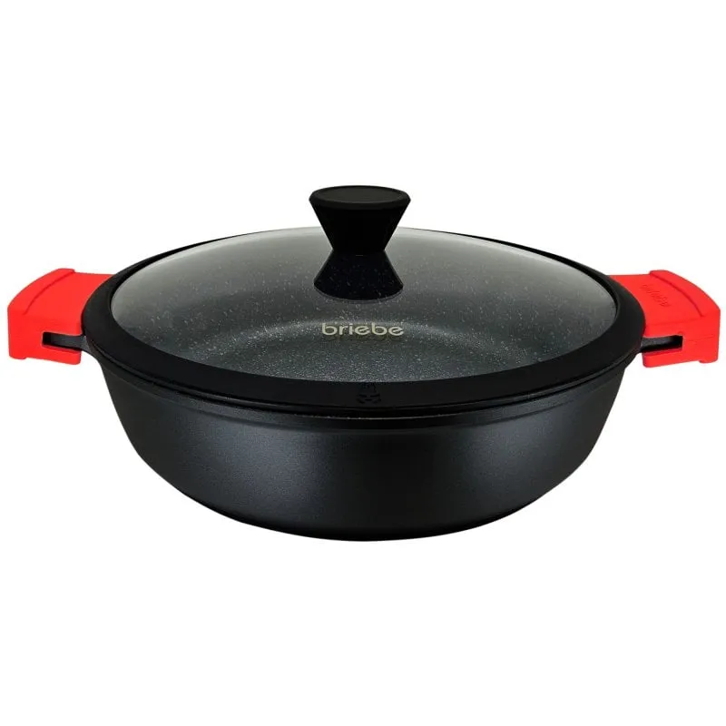 Casseruola bassa Briebe in titanio nero, piano cottura a induzione, antiaderente in titanio, casseruola da 24 cm, alluminio