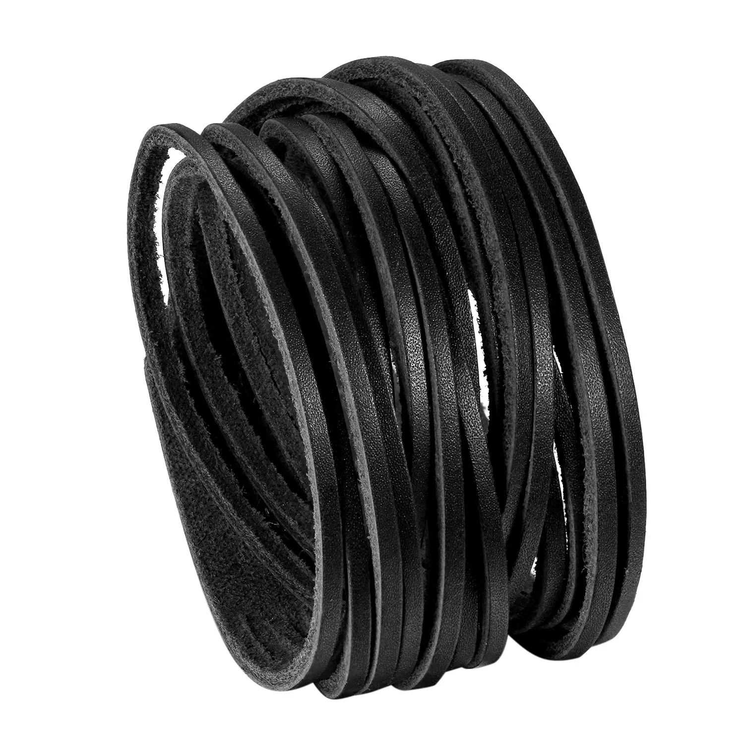 JewelryWe Bracciali da Uomo Punk Stile Hip-Hop Multifili in Pelle Colore Marrone Regolabile