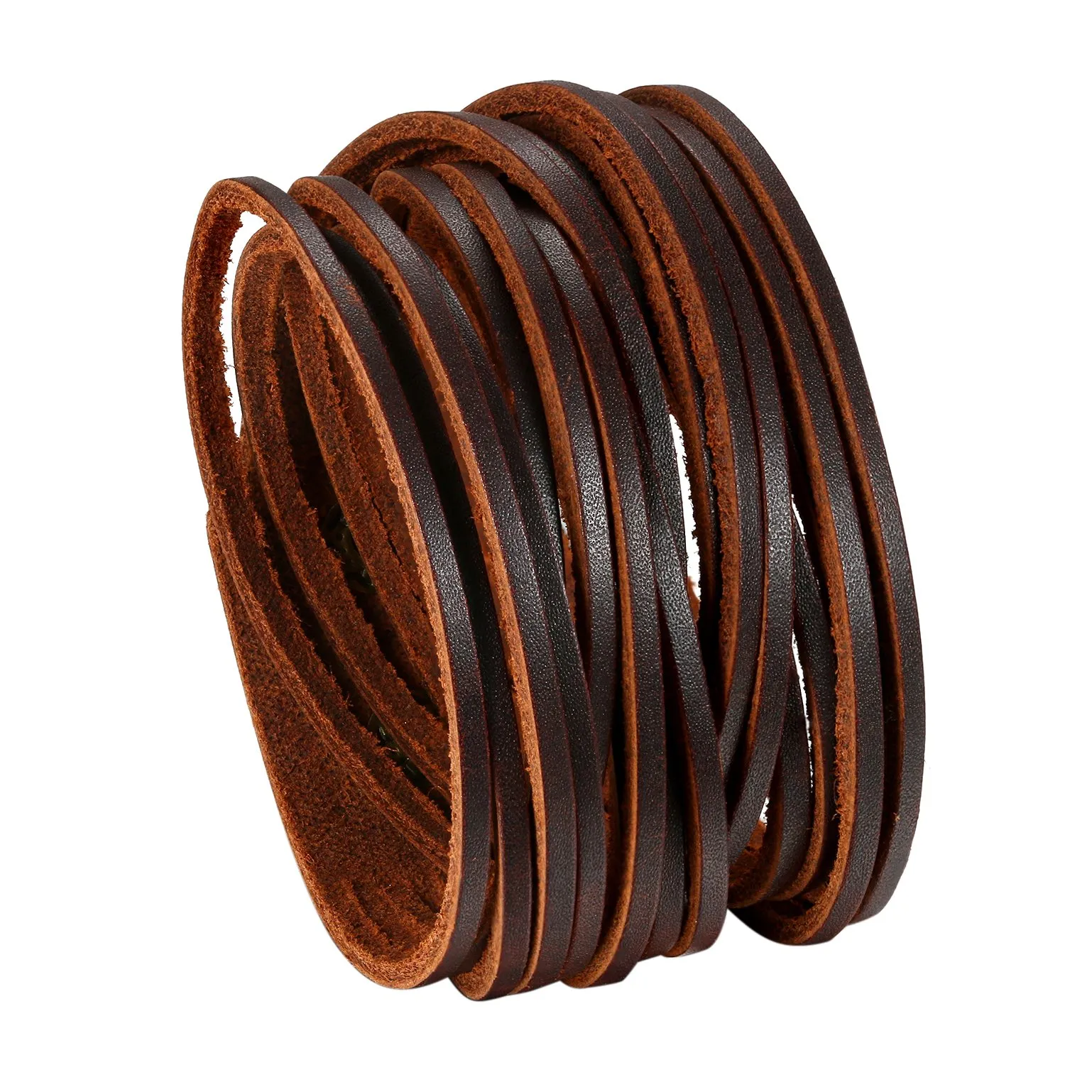 JewelryWe Bracciali da Uomo Punk Stile Hip-Hop Multifili in Pelle Colore Marrone Regolabile