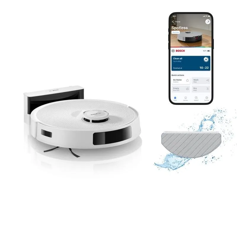 Robot Aspirapolvere e Lavapavimenti Bosch BCRC2W Navigazione LiDAR 11.000 Pa Controllo App