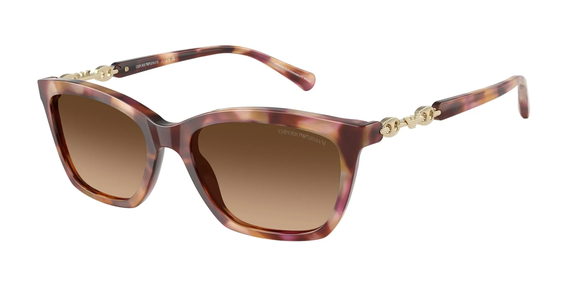 Emporio Armani EA4238 619674 Occhiali da sole Acetato Rosso Marrone Cat Eye Normale Sfumato